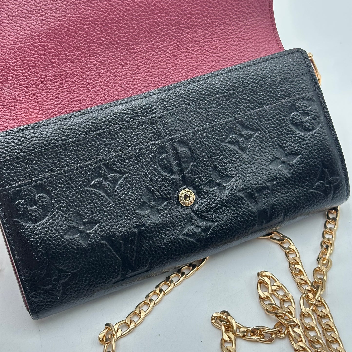 Authentic Louis Vuitton 2018 Empreinte Black Sarah Wallet Crossbody