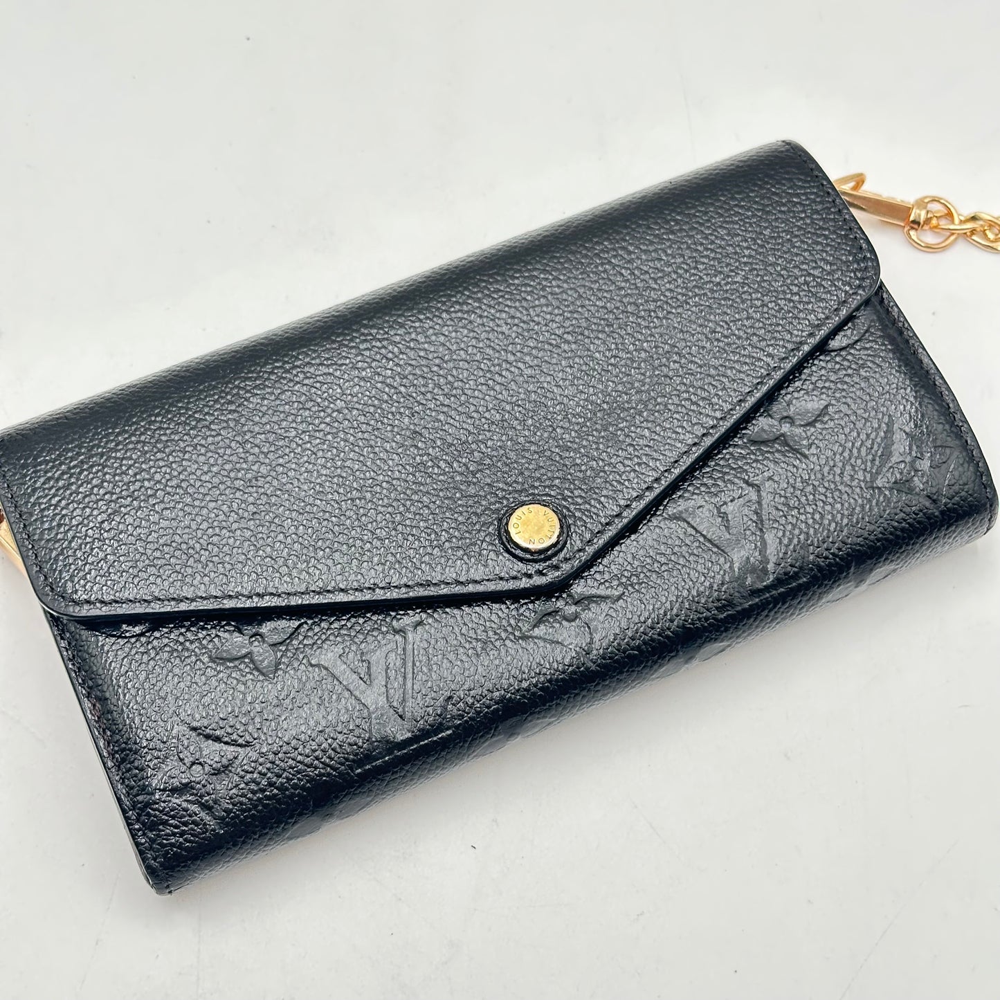 Authentic Louis Vuitton 2018 Empreinte Black Sarah Wallet Crossbody