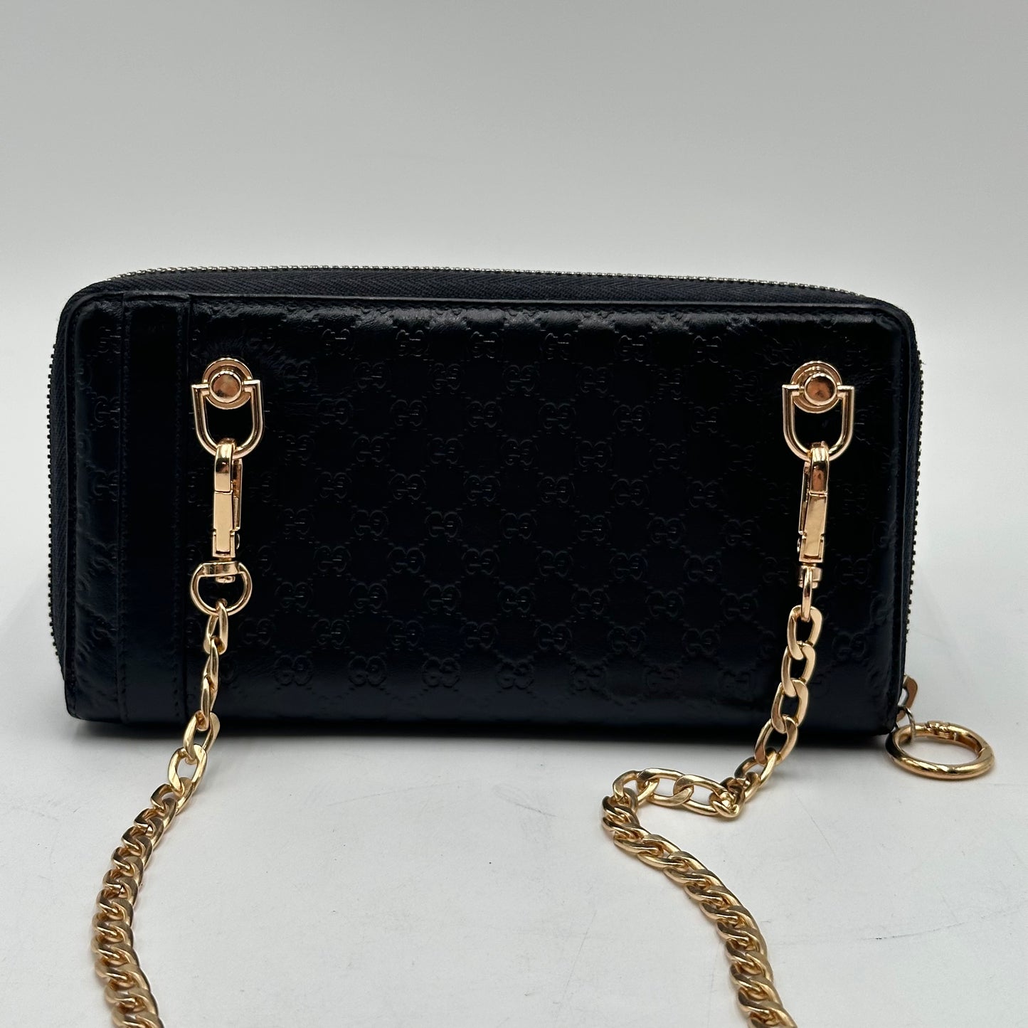 Authentic GUCCI Black Microguccisima Full Zipper Wallet Crossbody