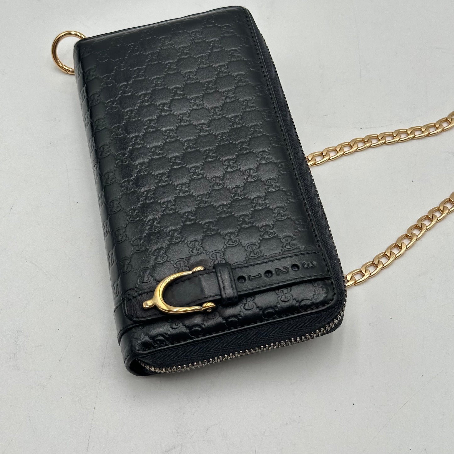 Authentic GUCCI Black Microguccisima Full Zipper Wallet Crossbody