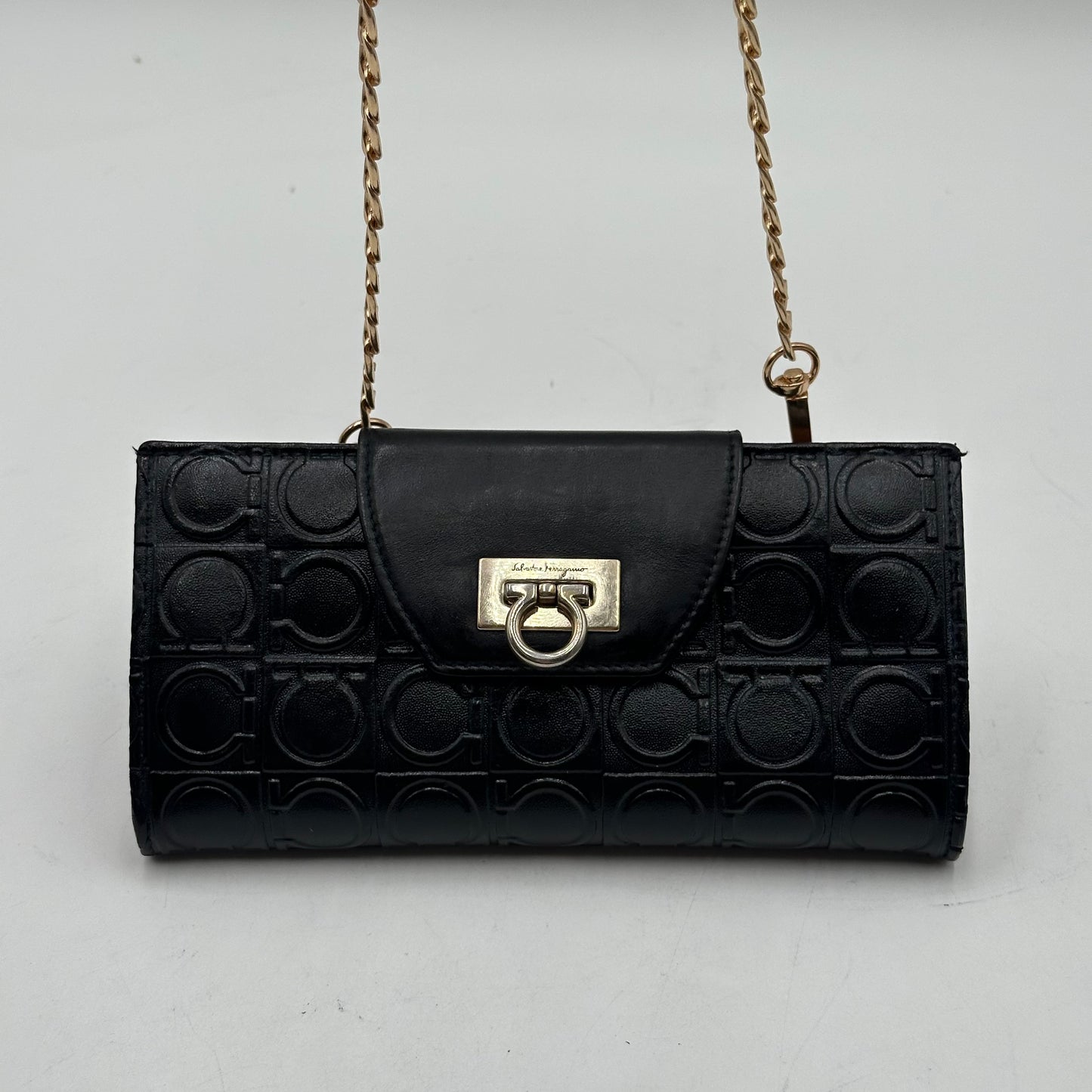 Authentic Authentic Ferragamo Black Snaplock Wallet Crossbody