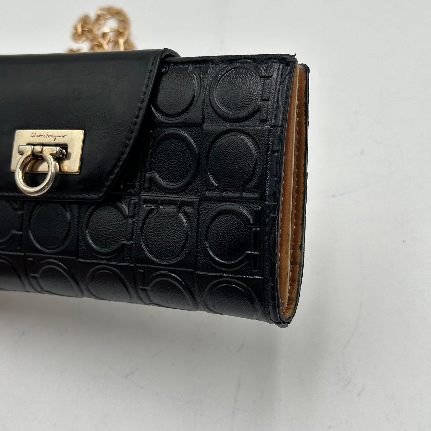 Authentic Authentic Ferragamo Black Snaplock Wallet Crossbody