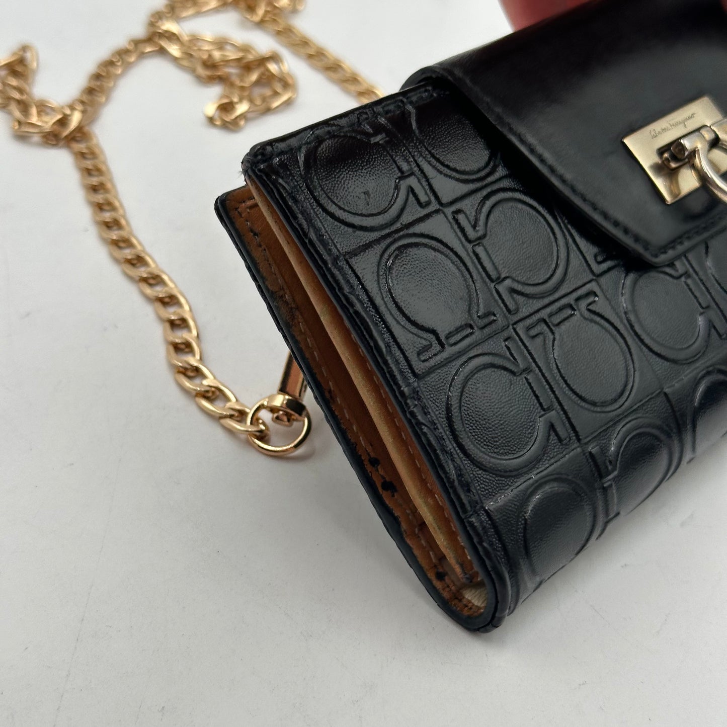 Authentic Authentic Ferragamo Black Snaplock Wallet Crossbody