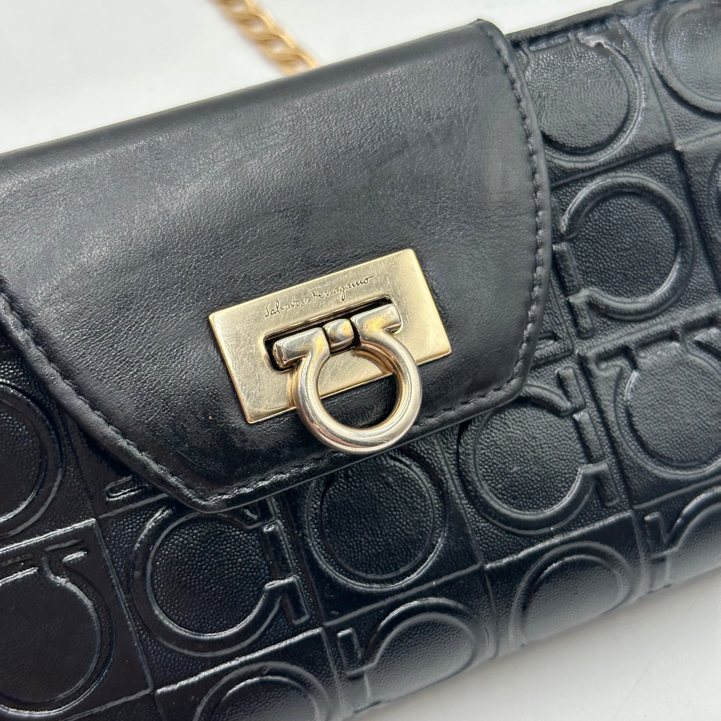 Authentic Authentic Ferragamo Black Snaplock Wallet Crossbody