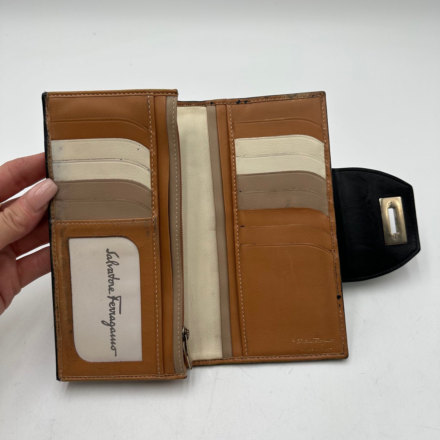 Authentic Authentic Ferragamo Black Snaplock Wallet Crossbody