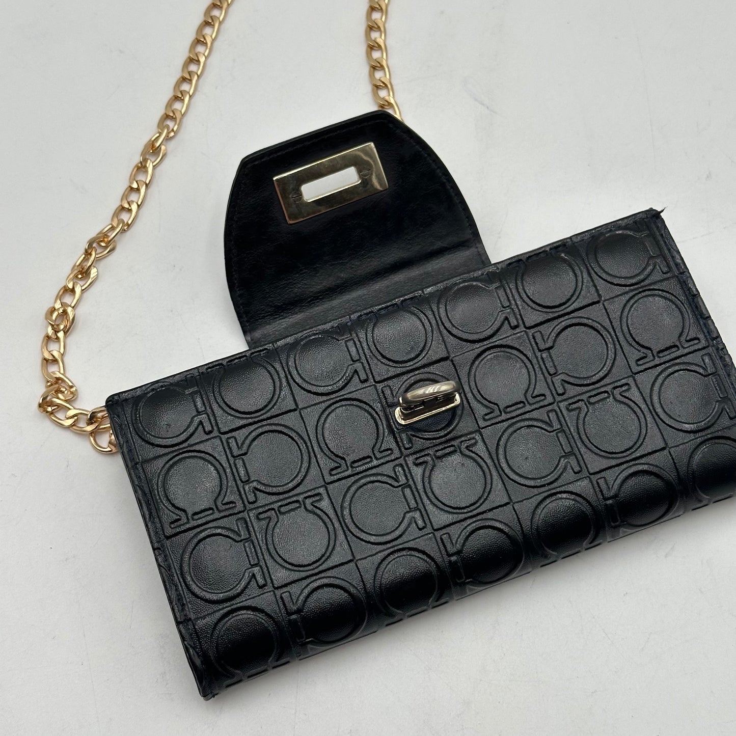 Authentic Authentic Ferragamo Black Snaplock Wallet Crossbody