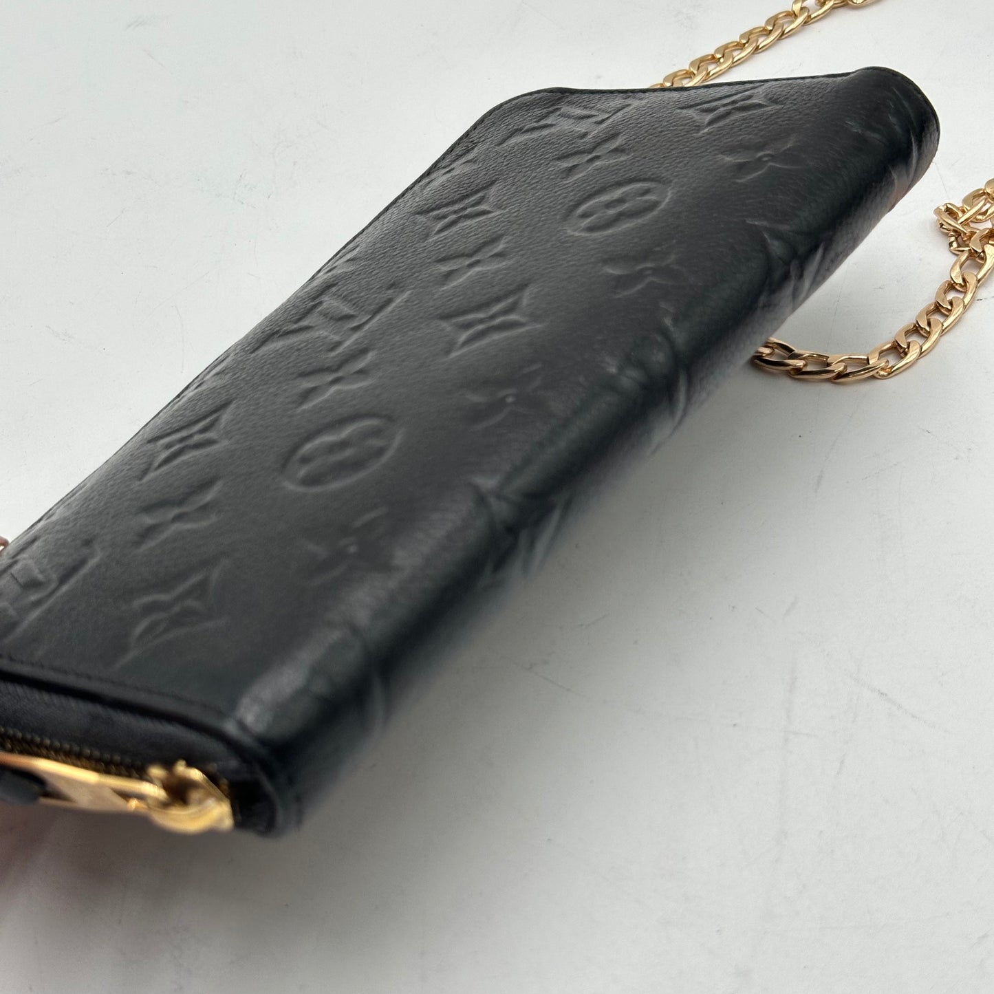 Authentic Louis Vuitton 2011 Black Empreinte Monogram Full Zipper Wallet Crossbody