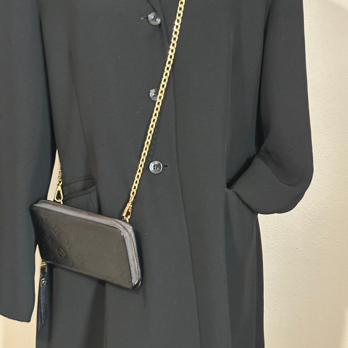 Authentic Louis Vuitton 2011 Black Empreinte Monogram Full Zipper Wallet Crossbody