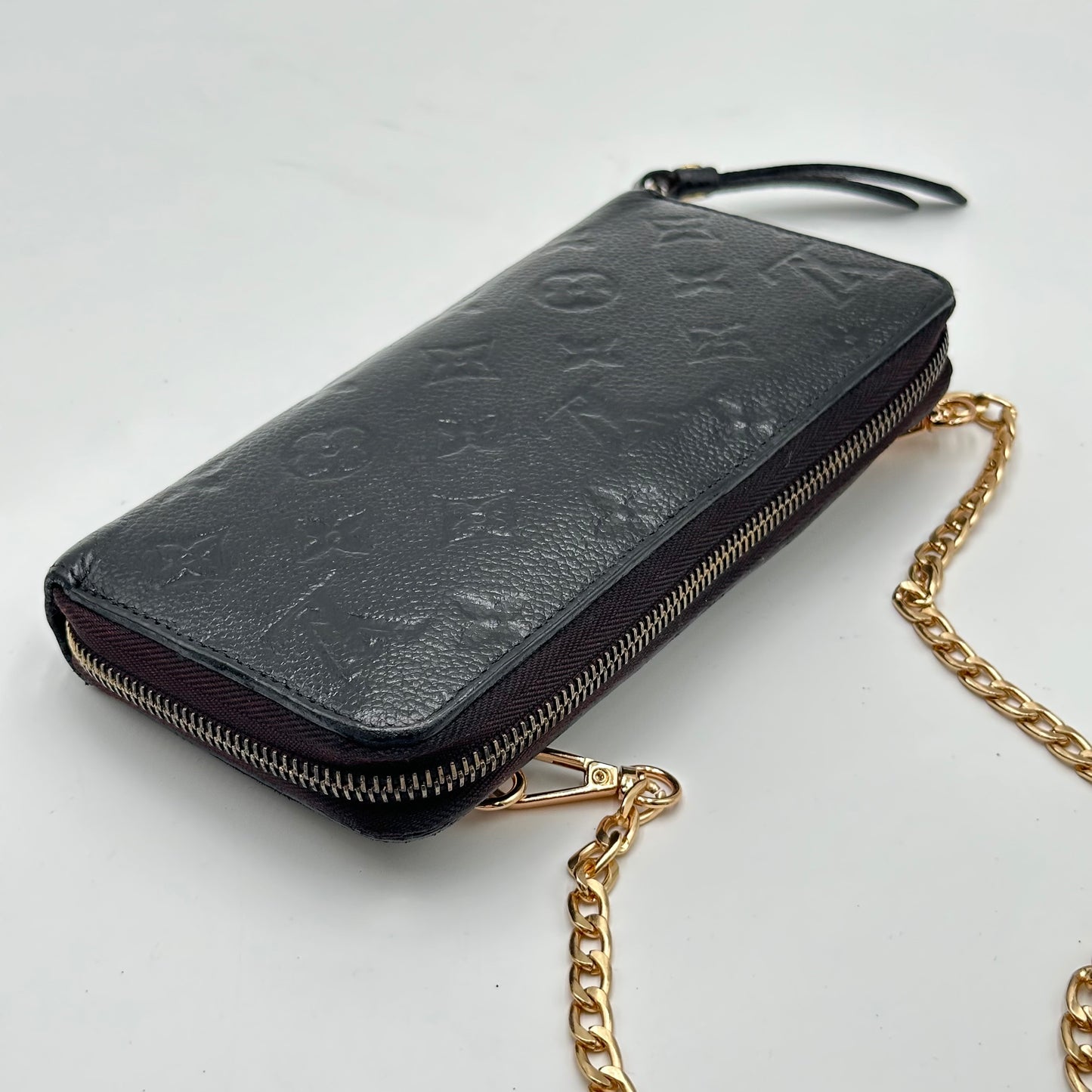 Authentic Louis Vuitton 2013 Black Empreinte Monogram Full Zipper Wallet Crossbody