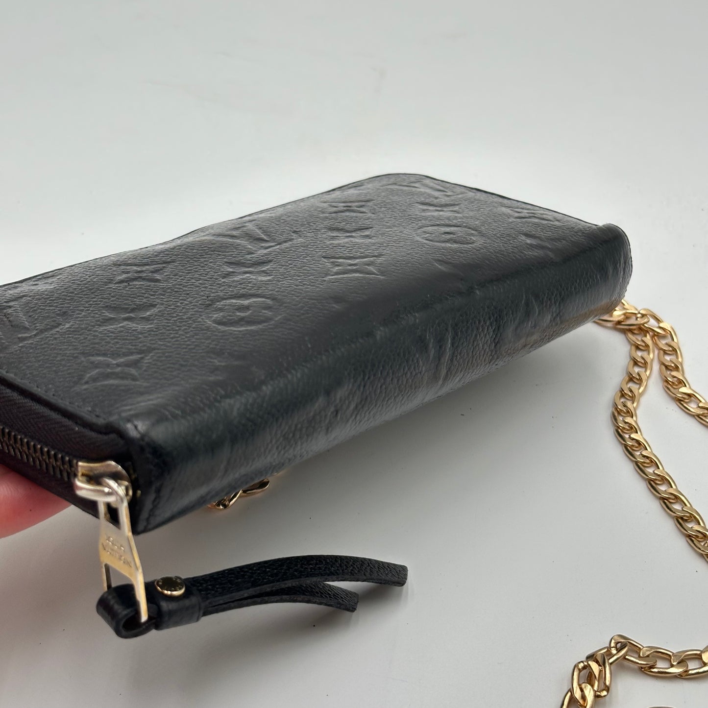 Authentic Louis Vuitton 2013 Black Empreinte Monogram Full Zipper Wallet Crossbody