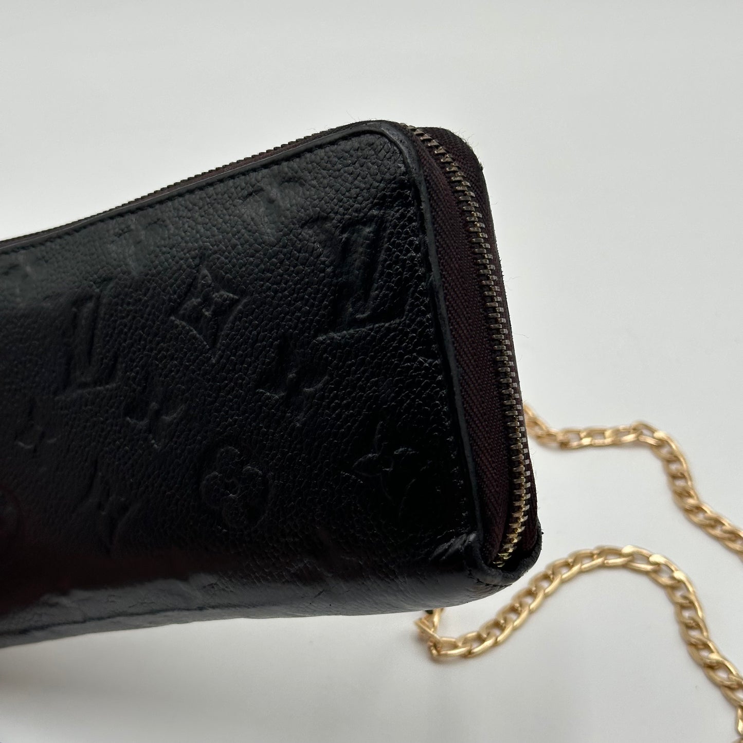 Authentic Louis Vuitton 2013 Black Empreinte Monogram Full Zipper Wallet Crossbody