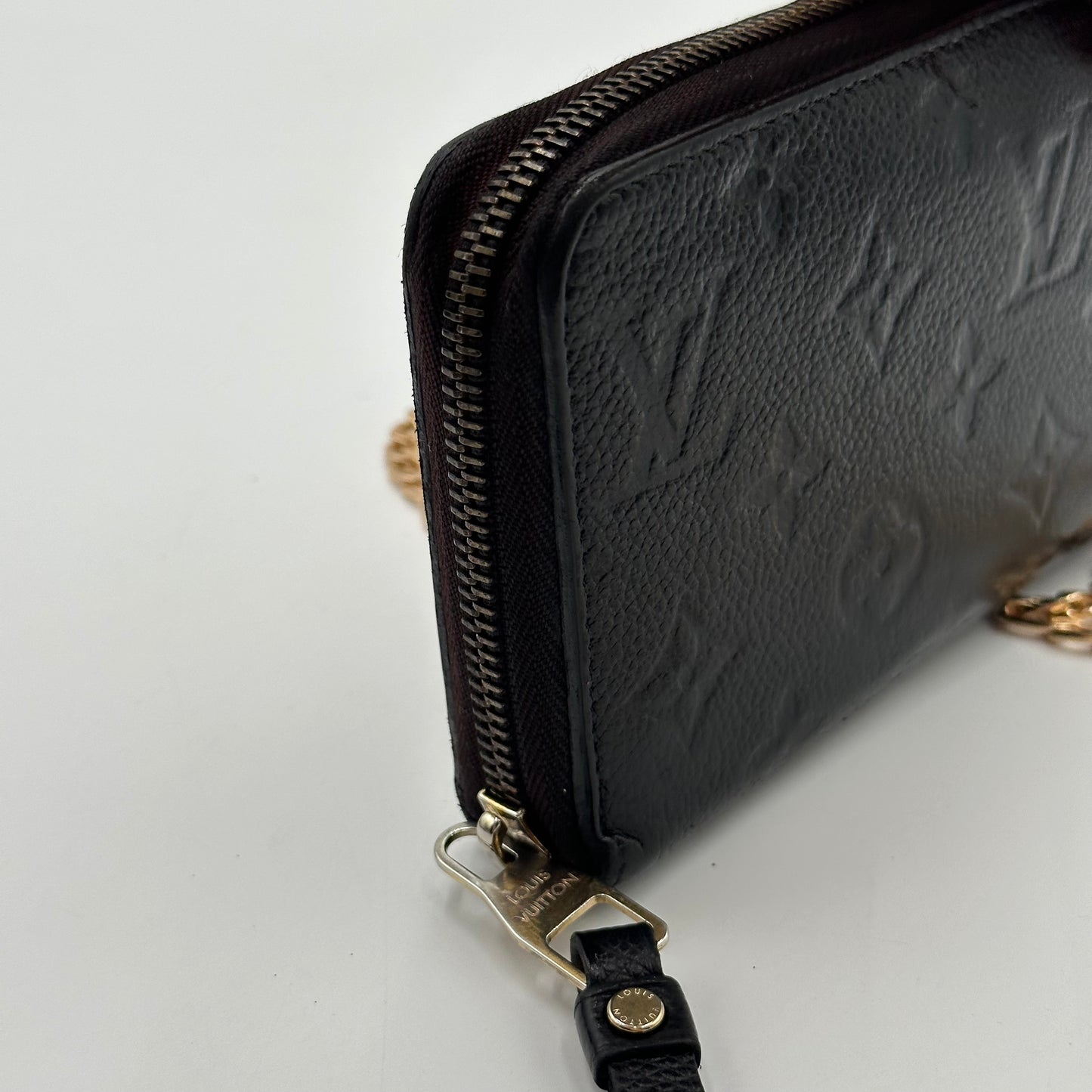 Authentic Louis Vuitton 2013 Black Empreinte Monogram Full Zipper Wallet Crossbody