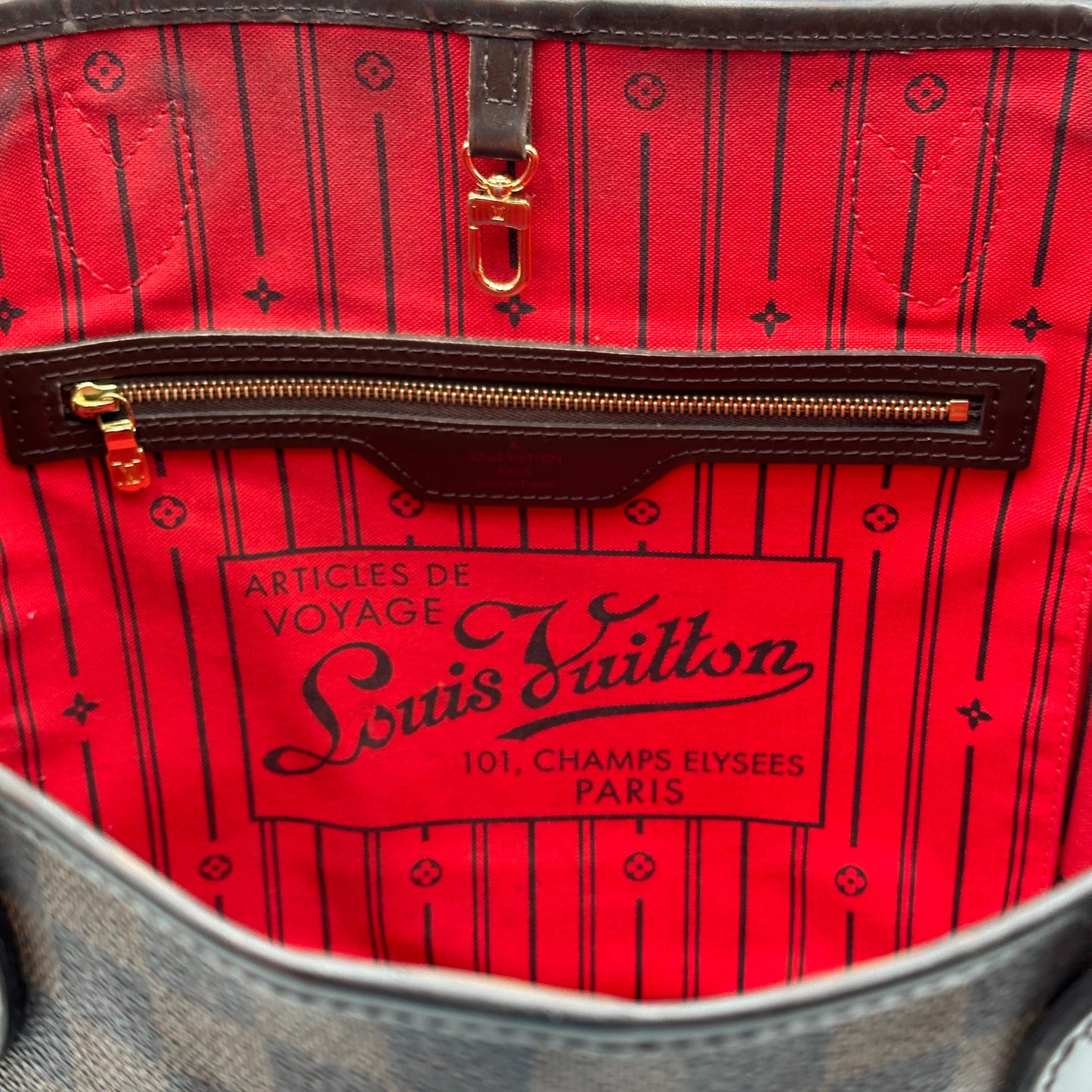 2010 Authentic Louis Vuitton Damier Ebene Neverfull MM Tote