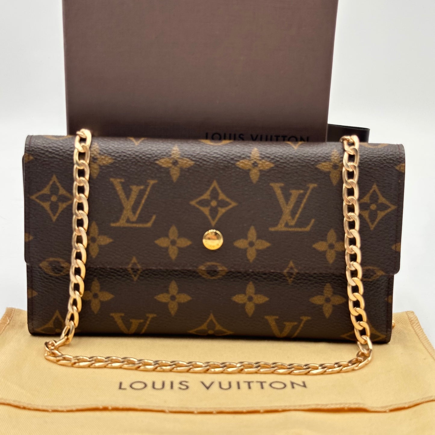 Authentic Louis Vuitton 1999 Monogram Trifold Wallet Crossbody