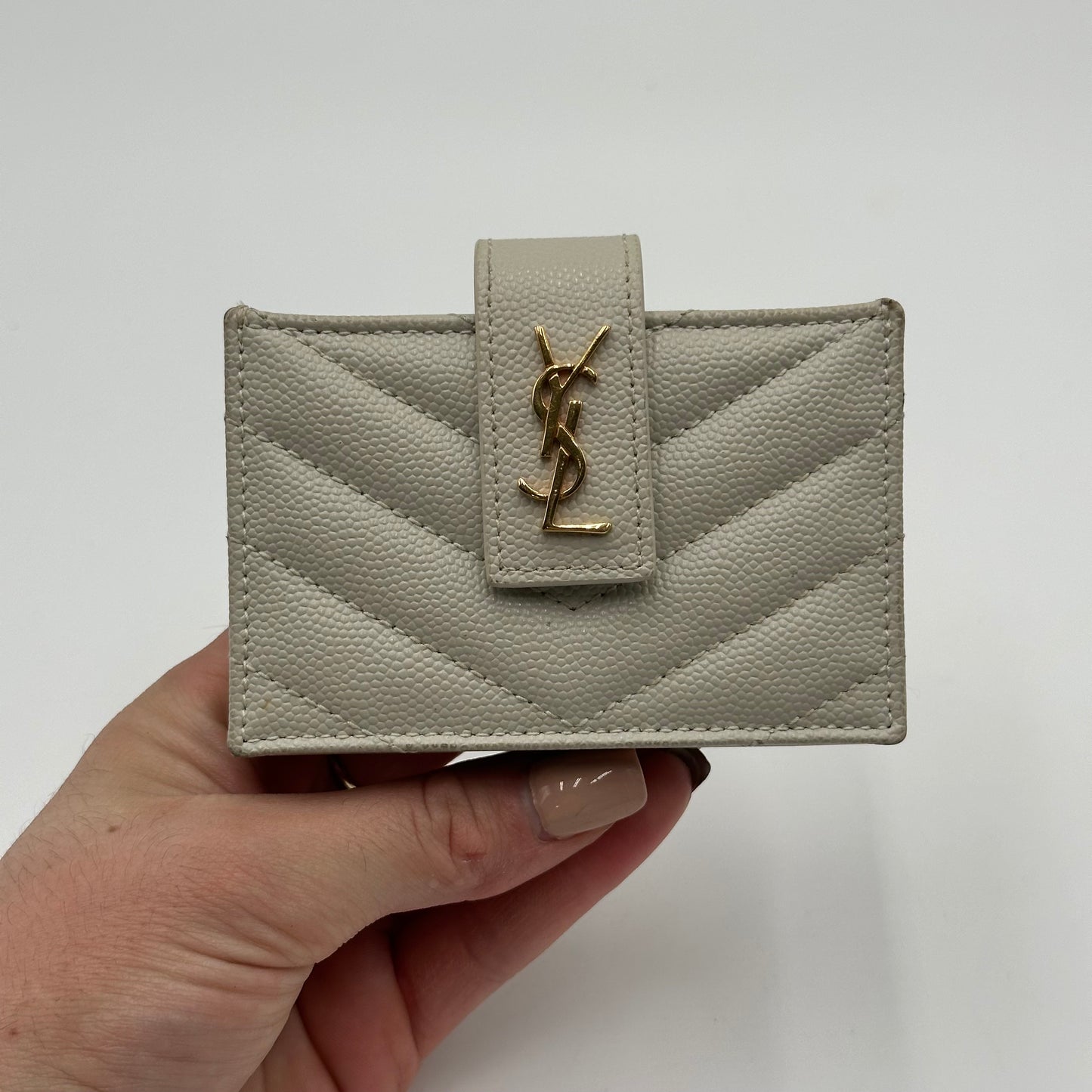 Authentic YSL White Accordion Compact Wallet