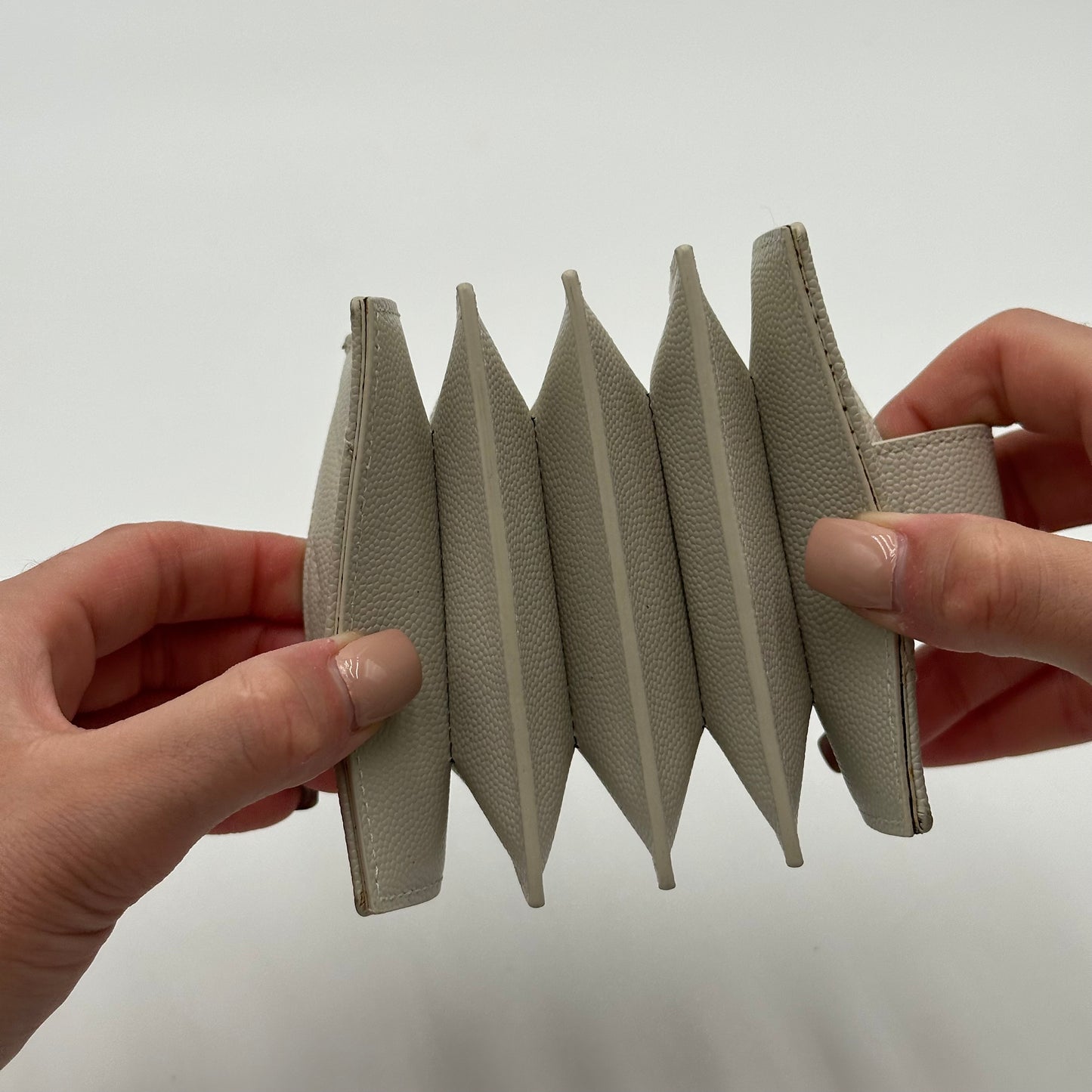 Authentic YSL White Accordion Compact Wallet