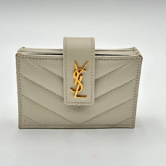 Authentic YSL White Accordion Compact Wallet