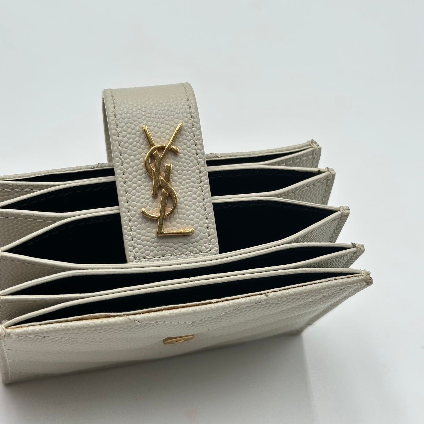Authentic YSL White Accordion Compact Wallet