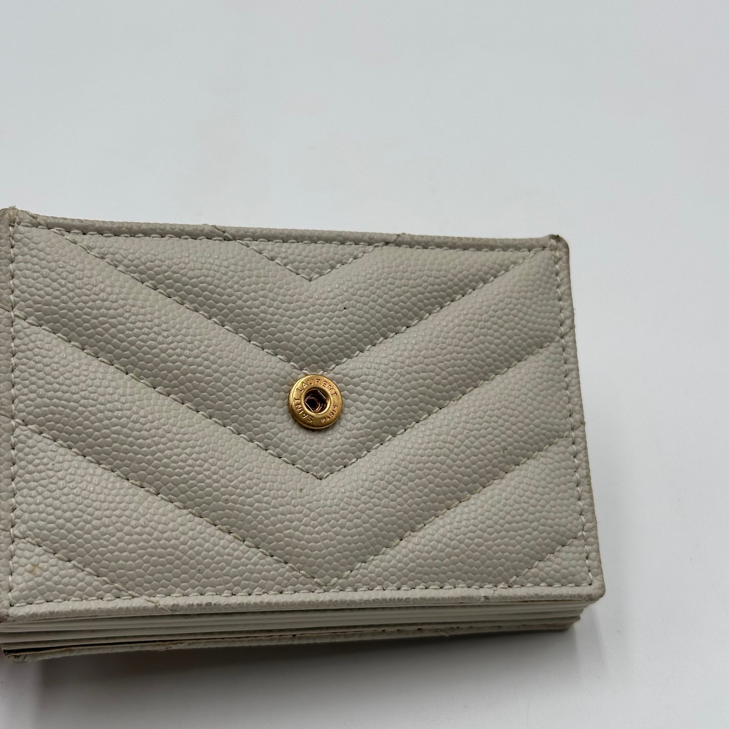 Authentic YSL White Accordion Compact Wallet