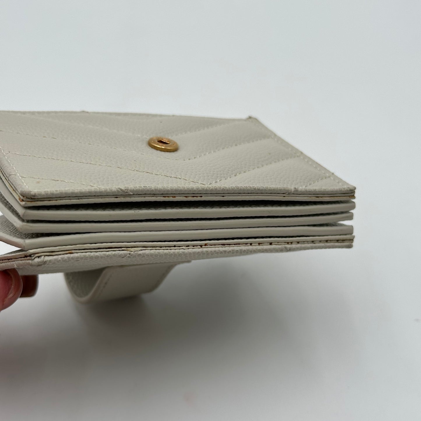 Authentic YSL White Accordion Compact Wallet