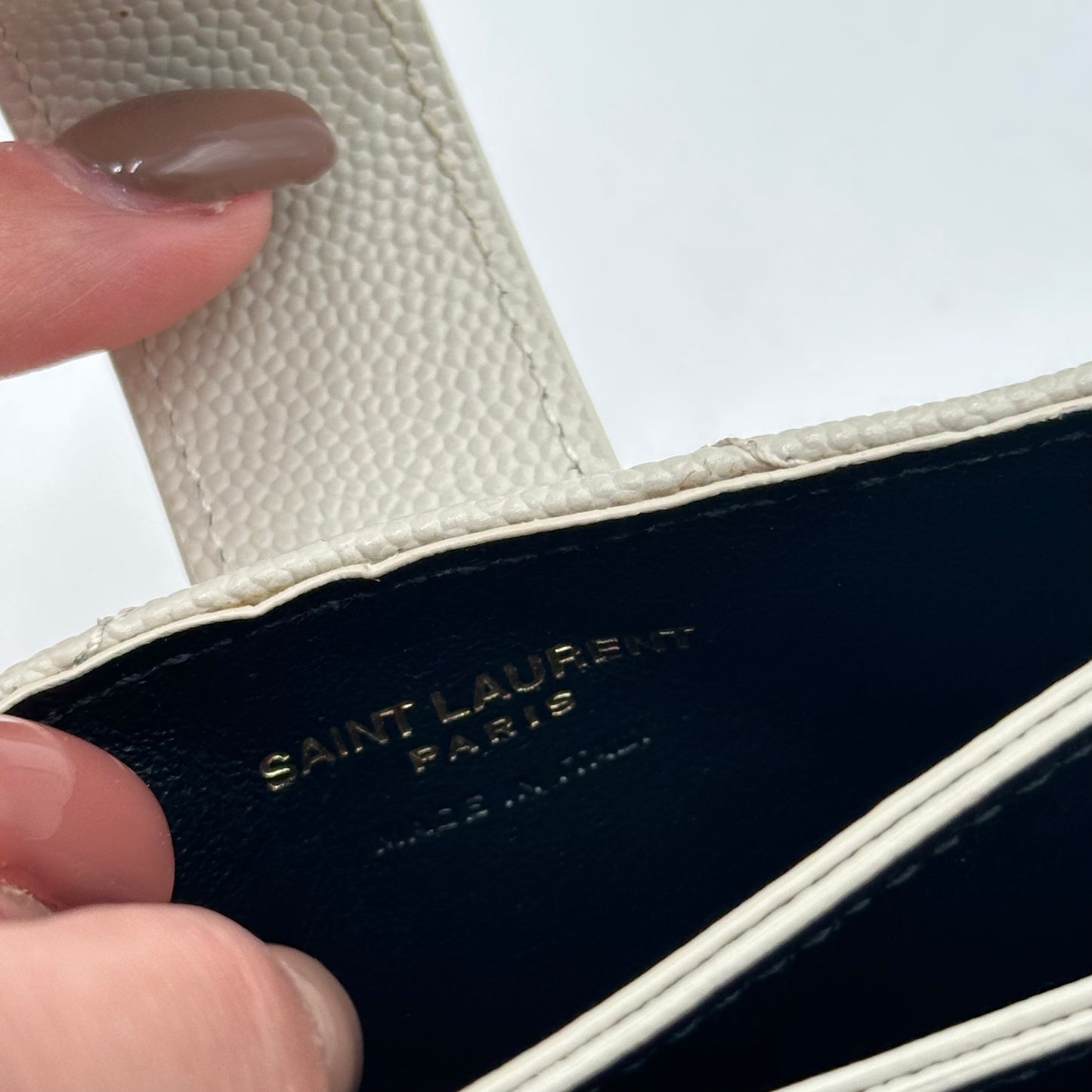 Authentic YSL White Accordion Compact Wallet