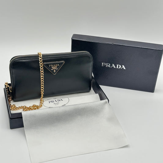 Authentic PRADA Saffiano Triangle Full Zip Wallet