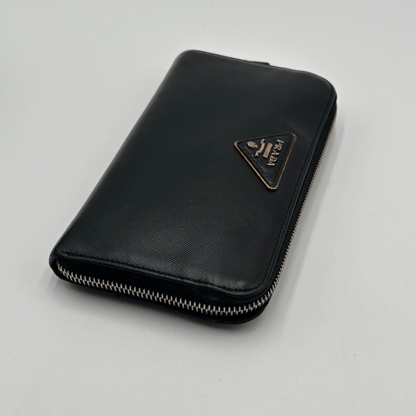 Authentic PRADA Saffiano Triangle Full Zip Wallet