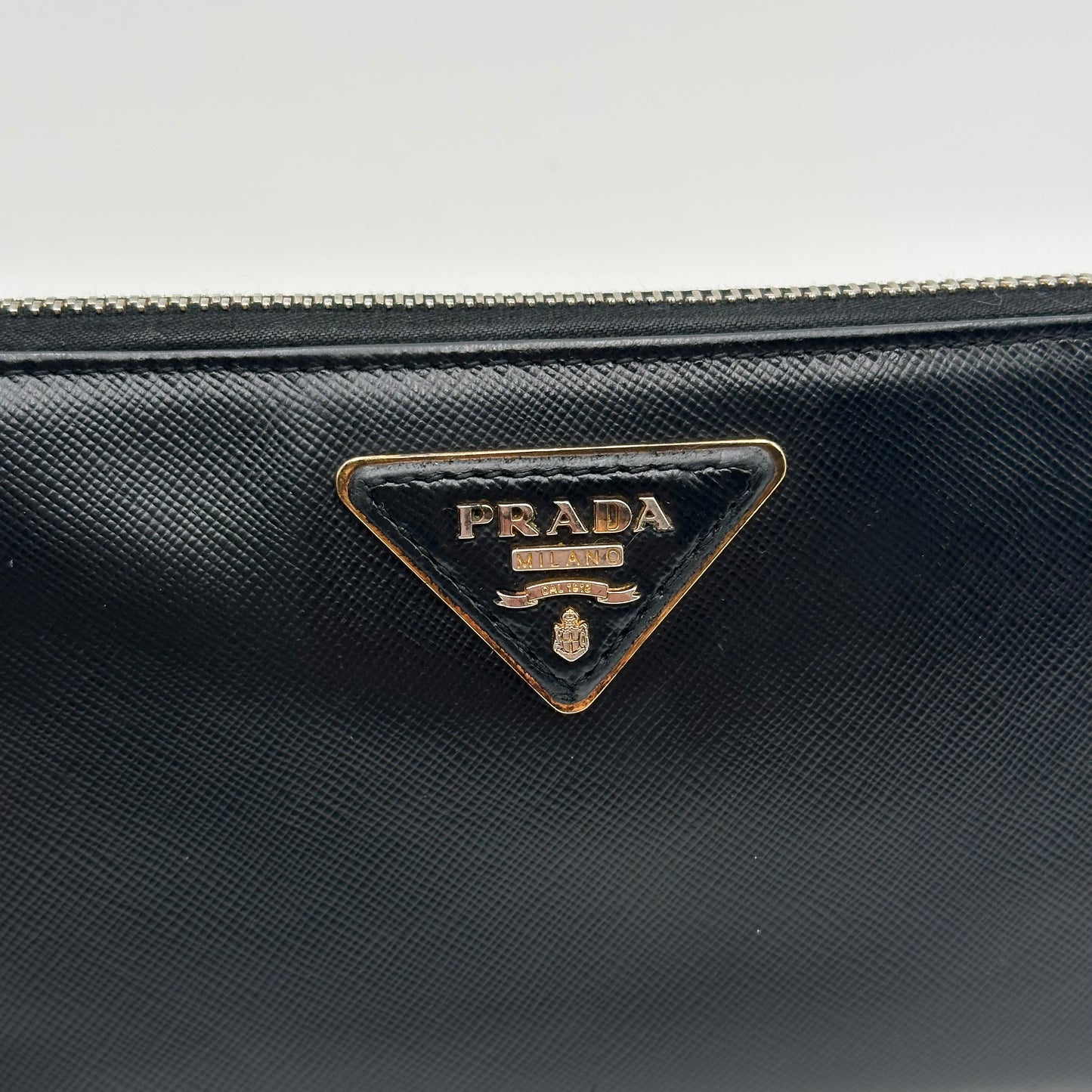 Authentic PRADA Saffiano Triangle Full Zip Wallet