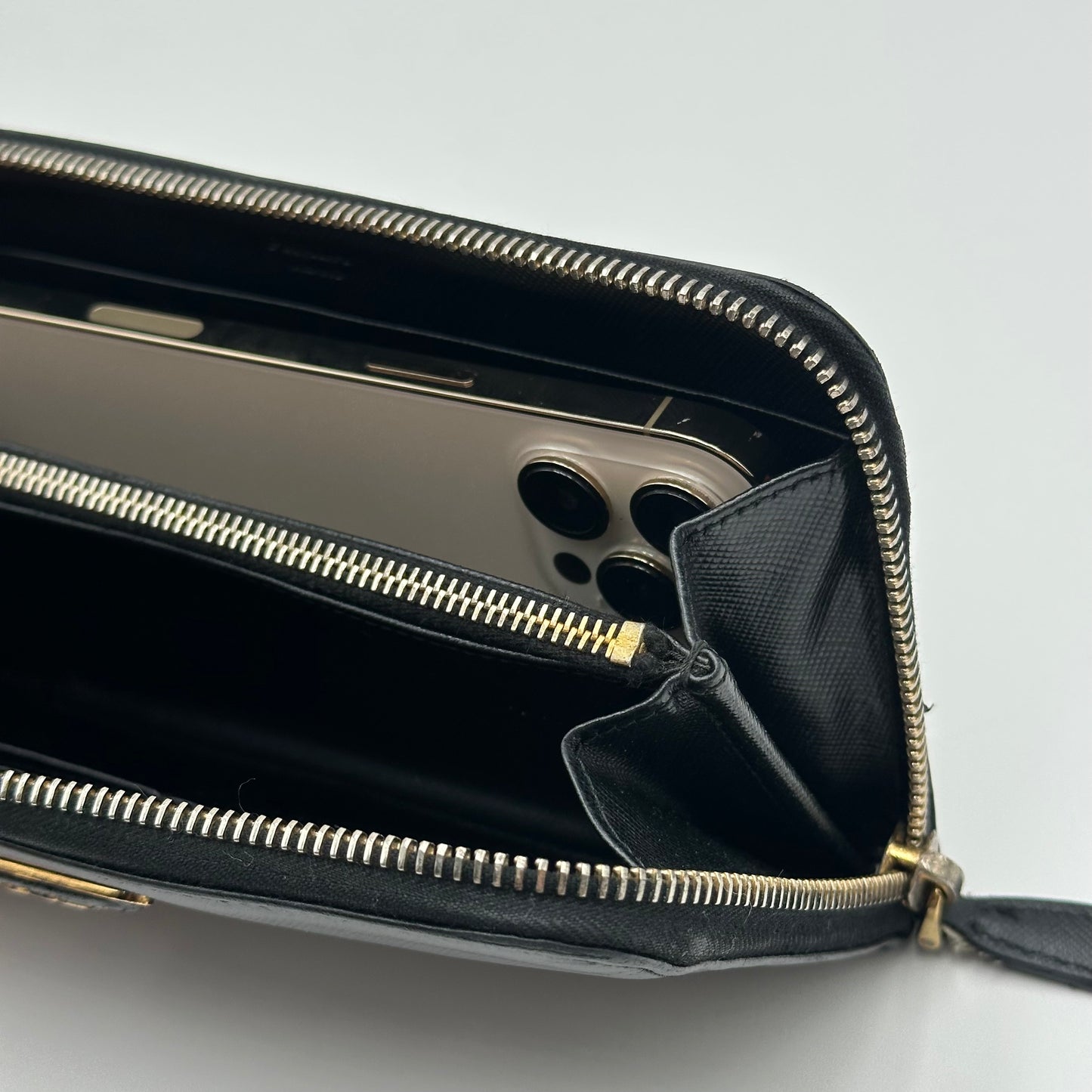 Authentic PRADA Saffiano Triangle Full Zip Wallet