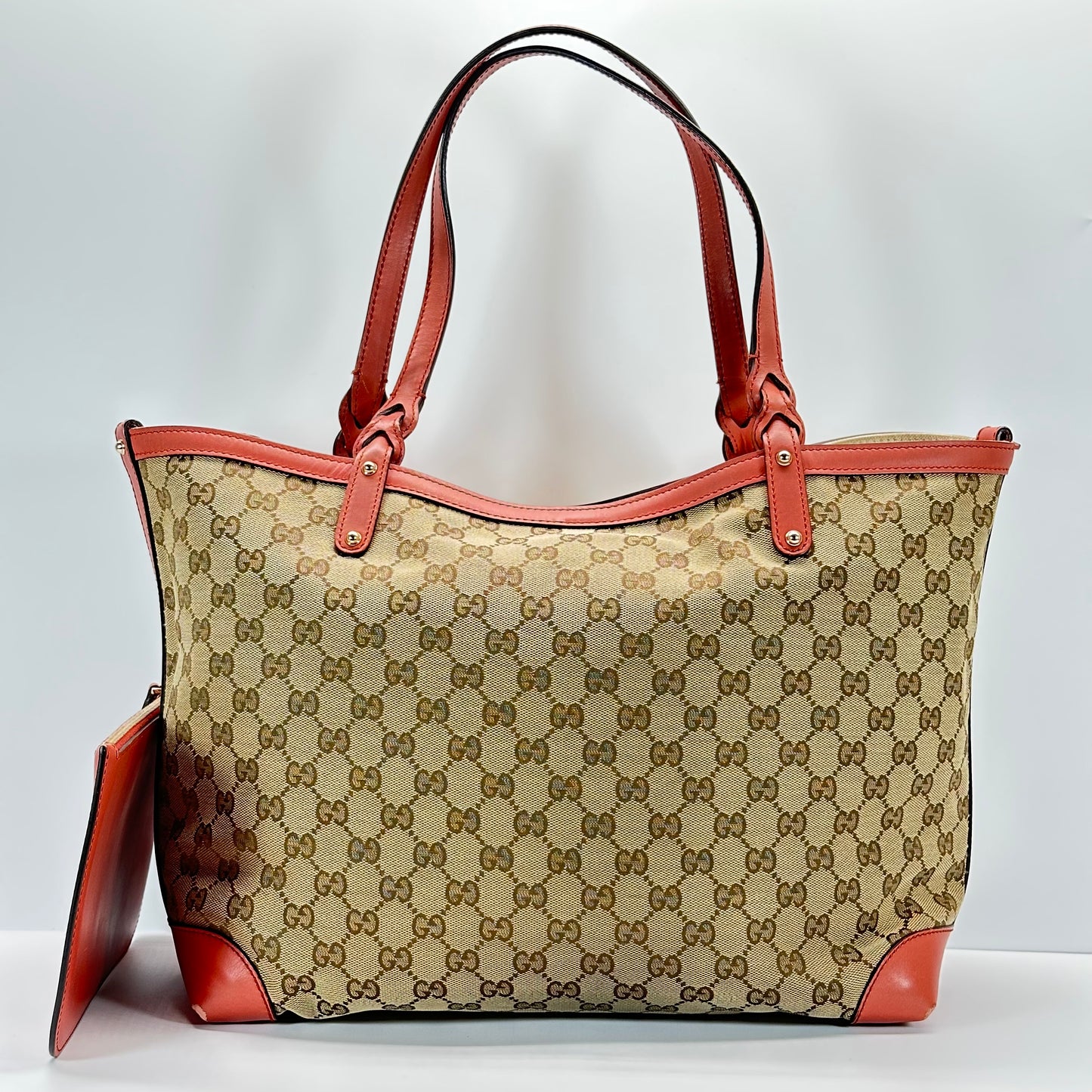 Authentic GUCCI GG Canvas Medium Craft Tote + Wristlet