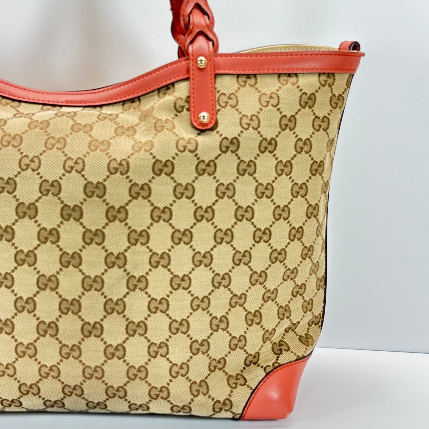 Authentic GUCCI GG Canvas Medium Craft Tote + Wristlet