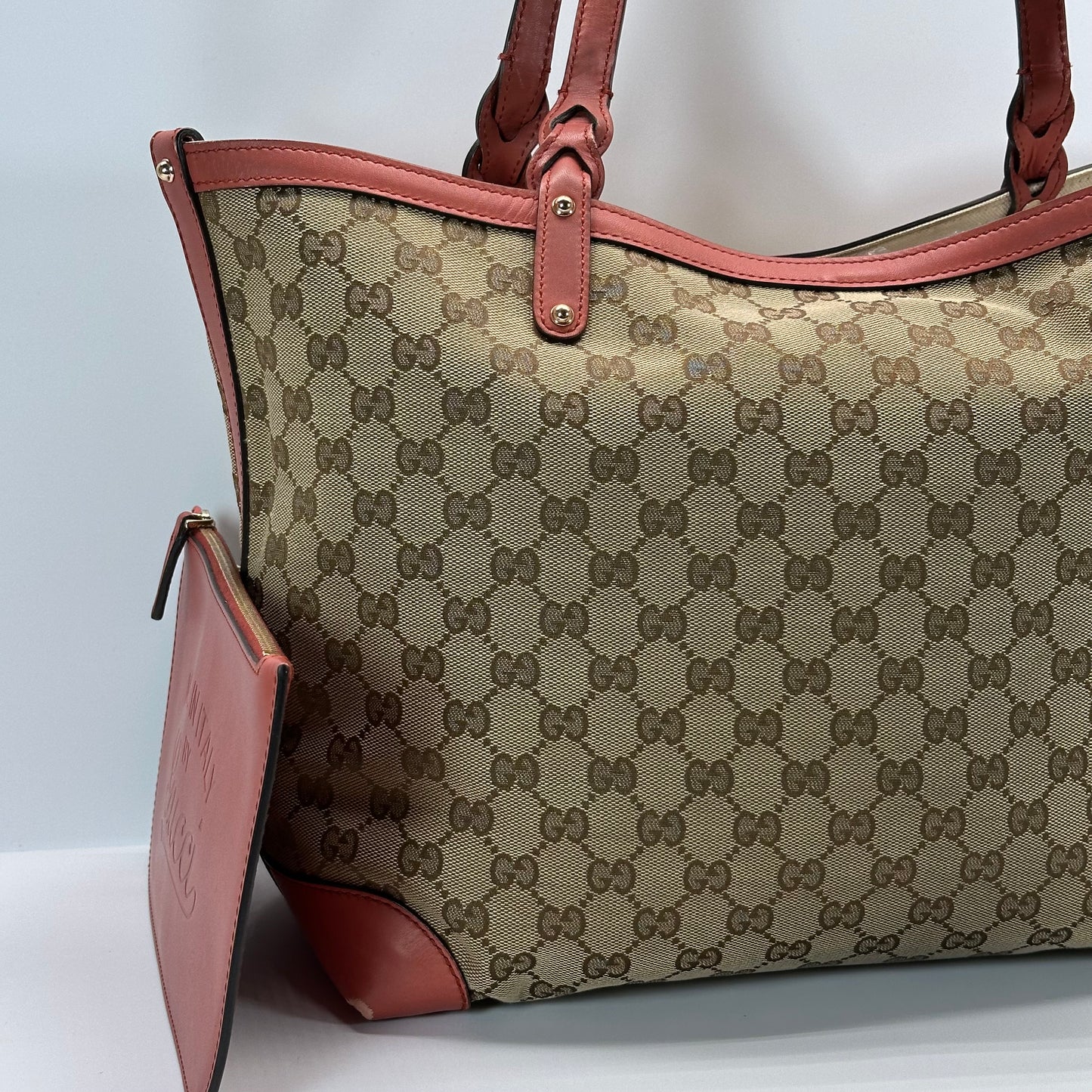 Authentic GUCCI GG Canvas Medium Craft Tote + Wristlet