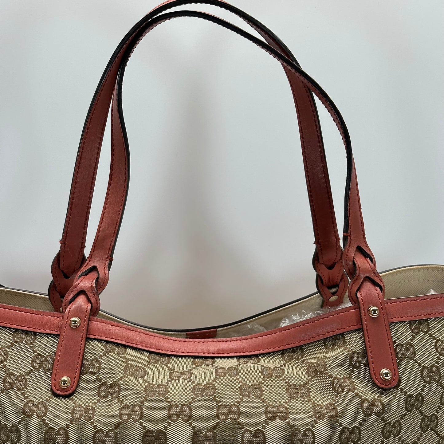 Authentic GUCCI GG Canvas Medium Craft Tote + Wristlet