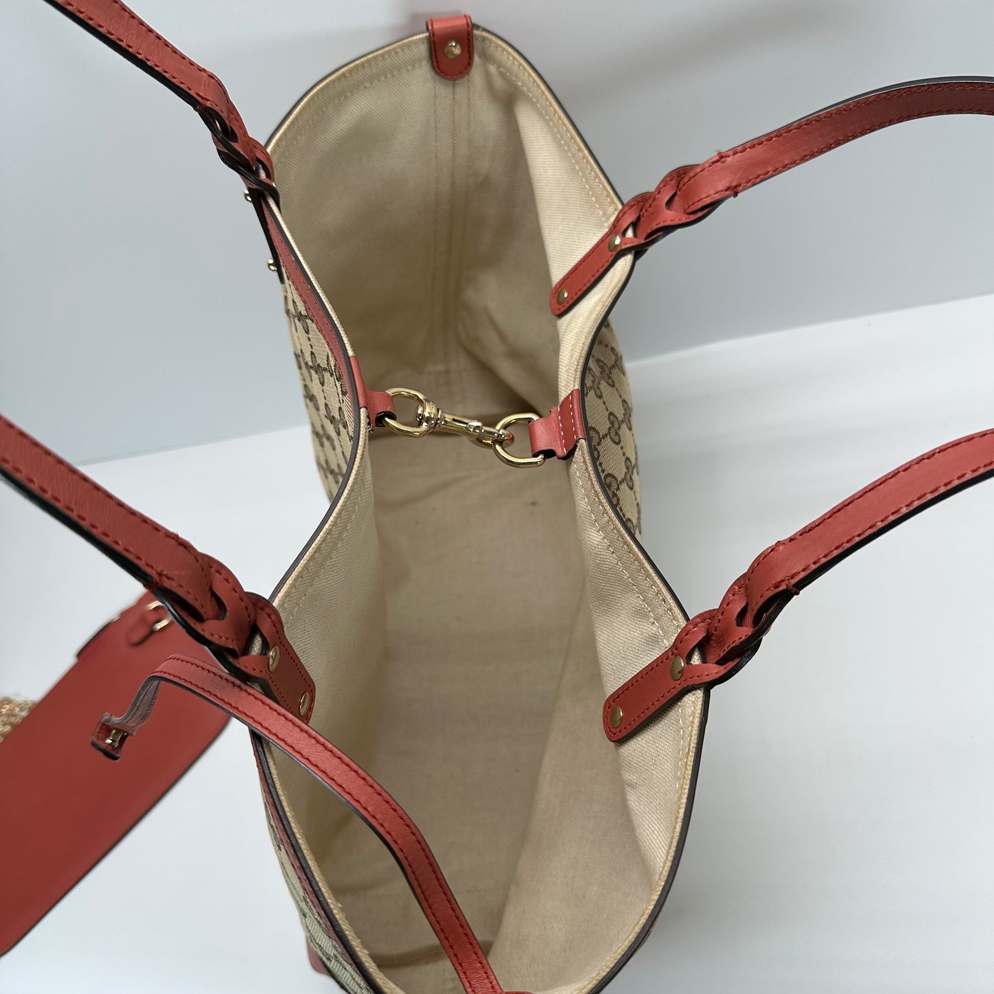 Authentic GUCCI GG Canvas Medium Craft Tote + Wristlet