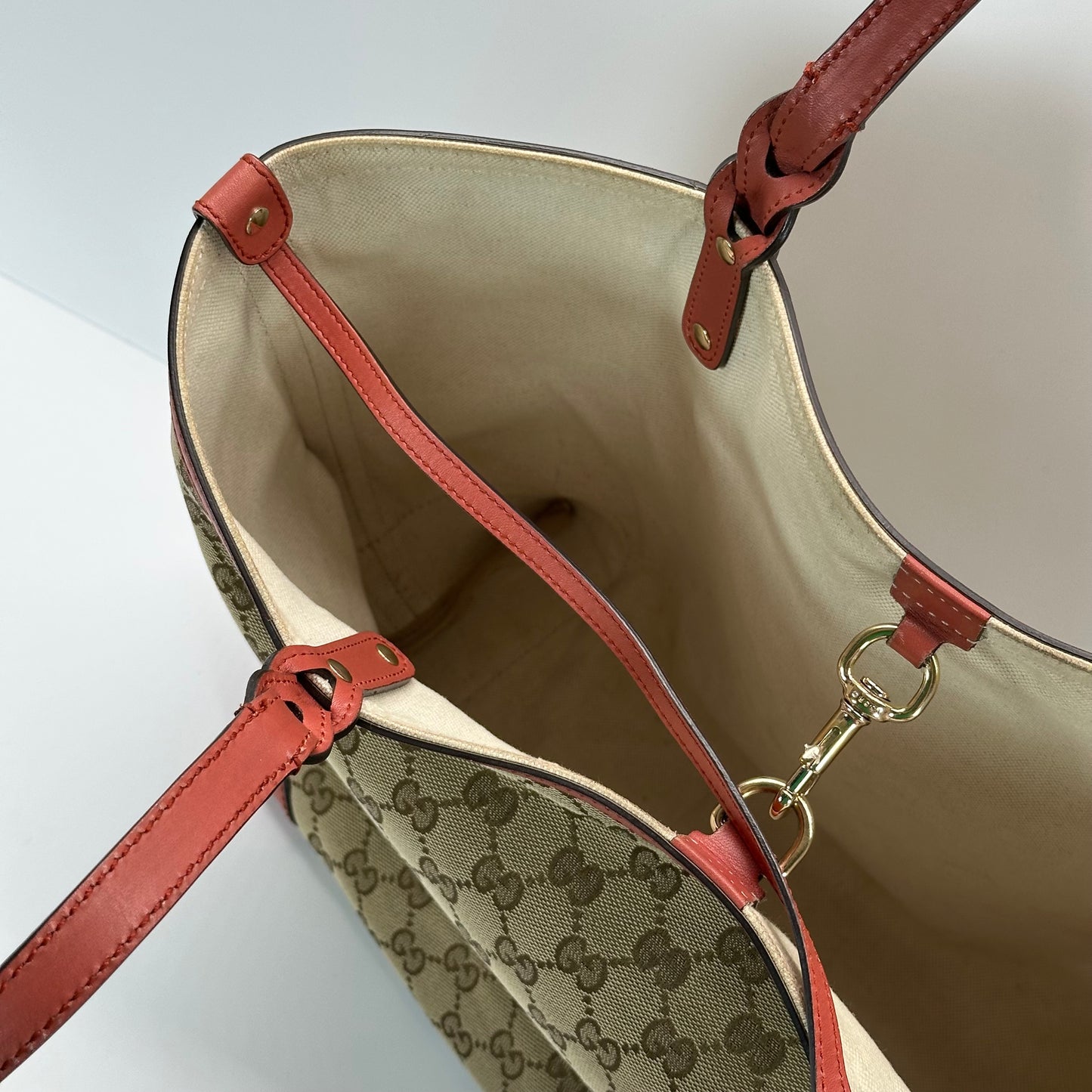 Authentic GUCCI GG Canvas Medium Craft Tote + Wristlet