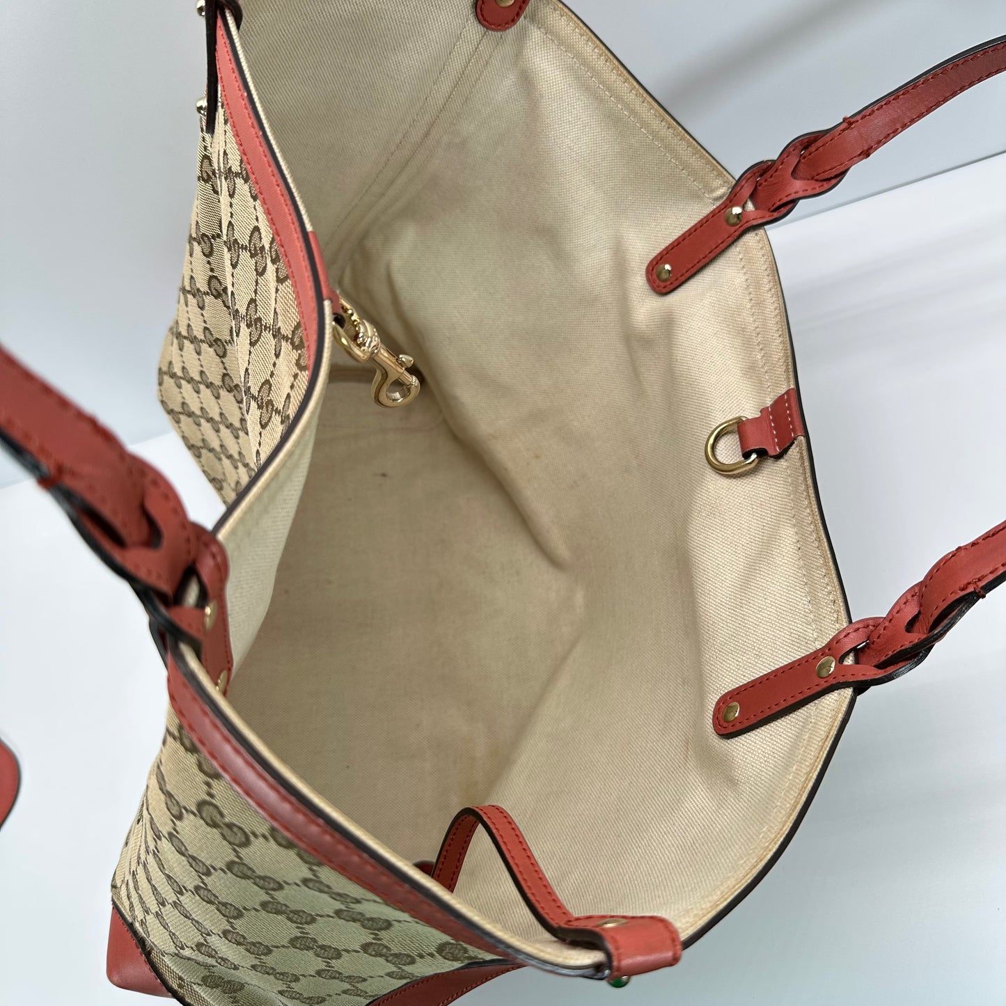 Authentic GUCCI GG Canvas Medium Craft Tote + Wristlet