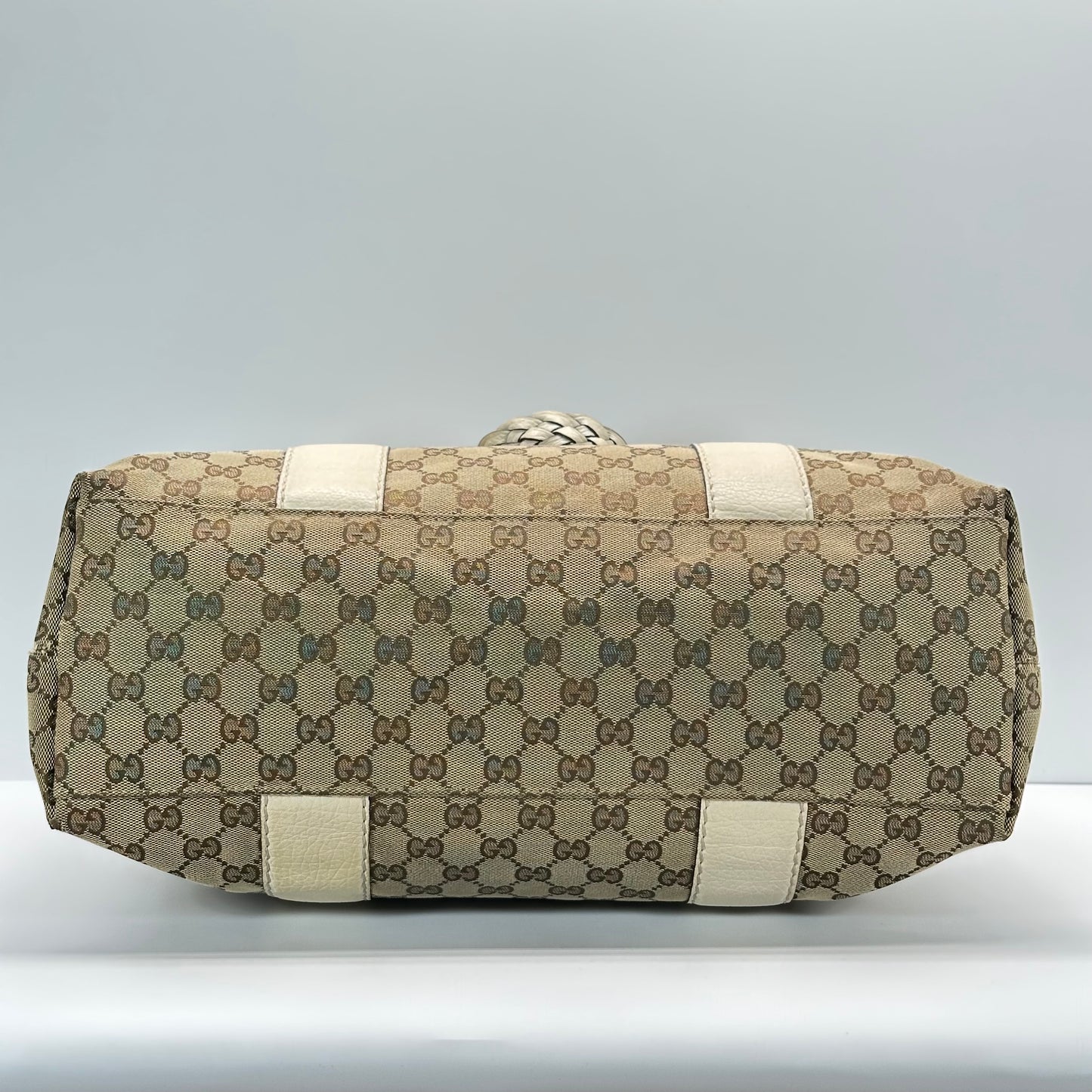 Authentic GUCC Canvas Large Bamboo Bar Tote