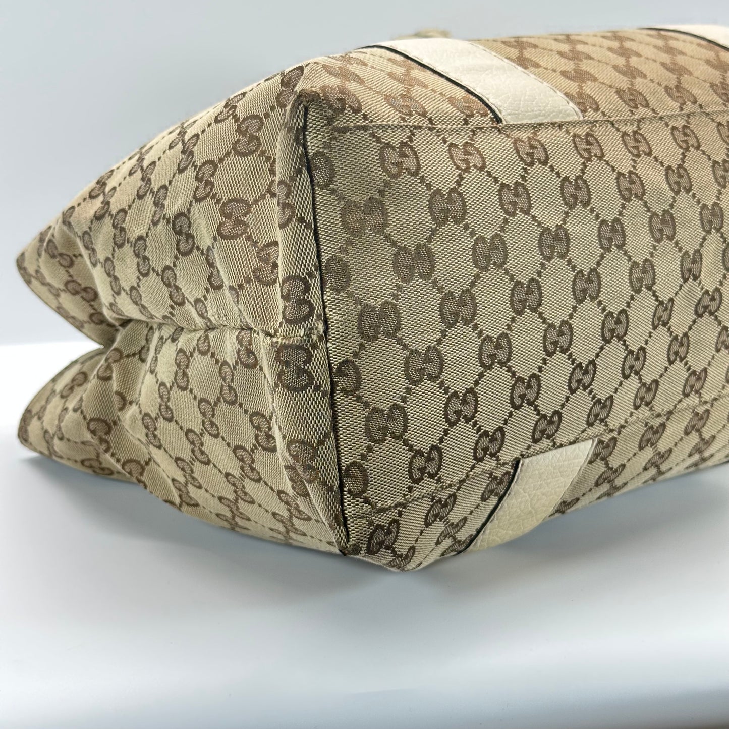 Authentic GUCC Canvas Large Bamboo Bar Tote