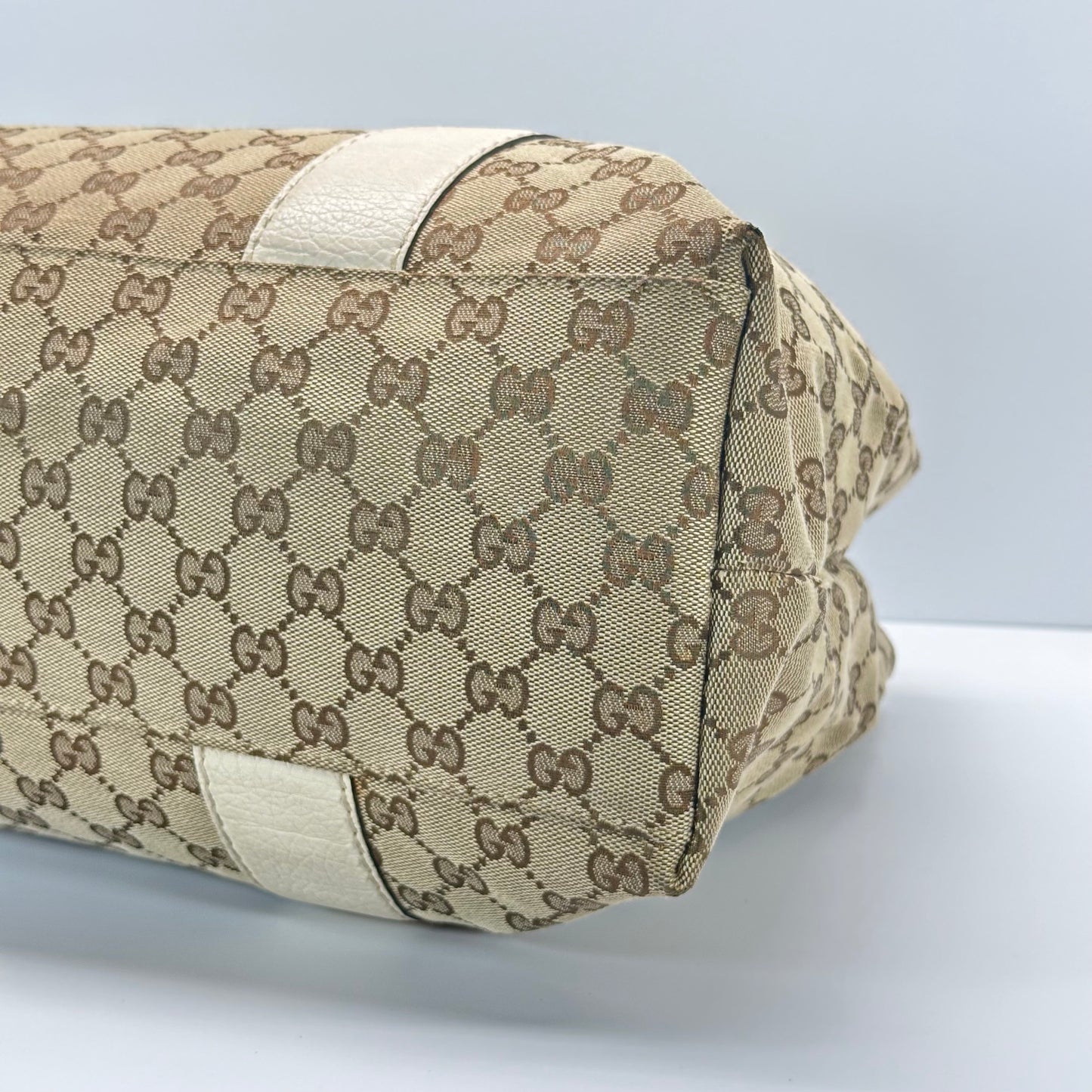 Authentic GUCC Canvas Large Bamboo Bar Tote