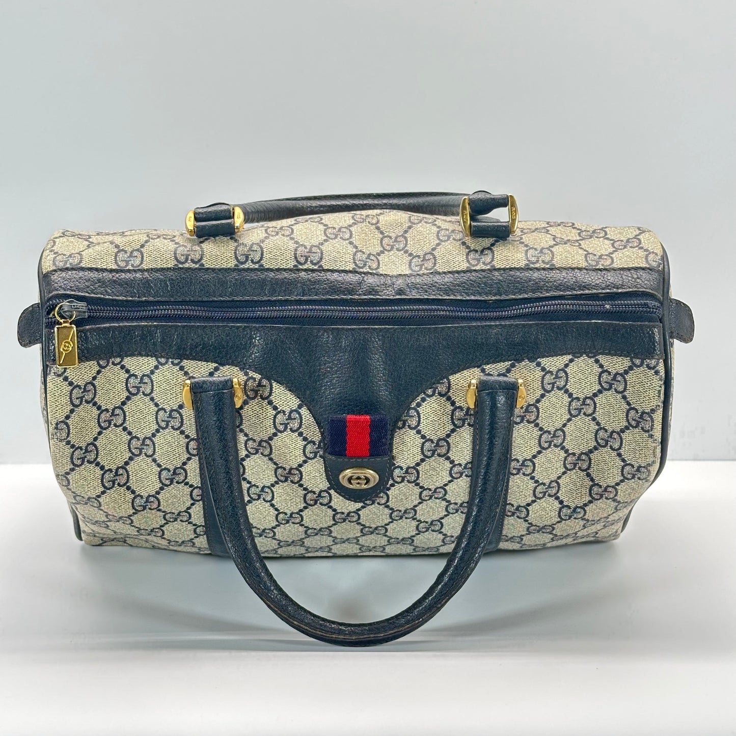Authentic GUCCI Navy Blue Boston Handbag