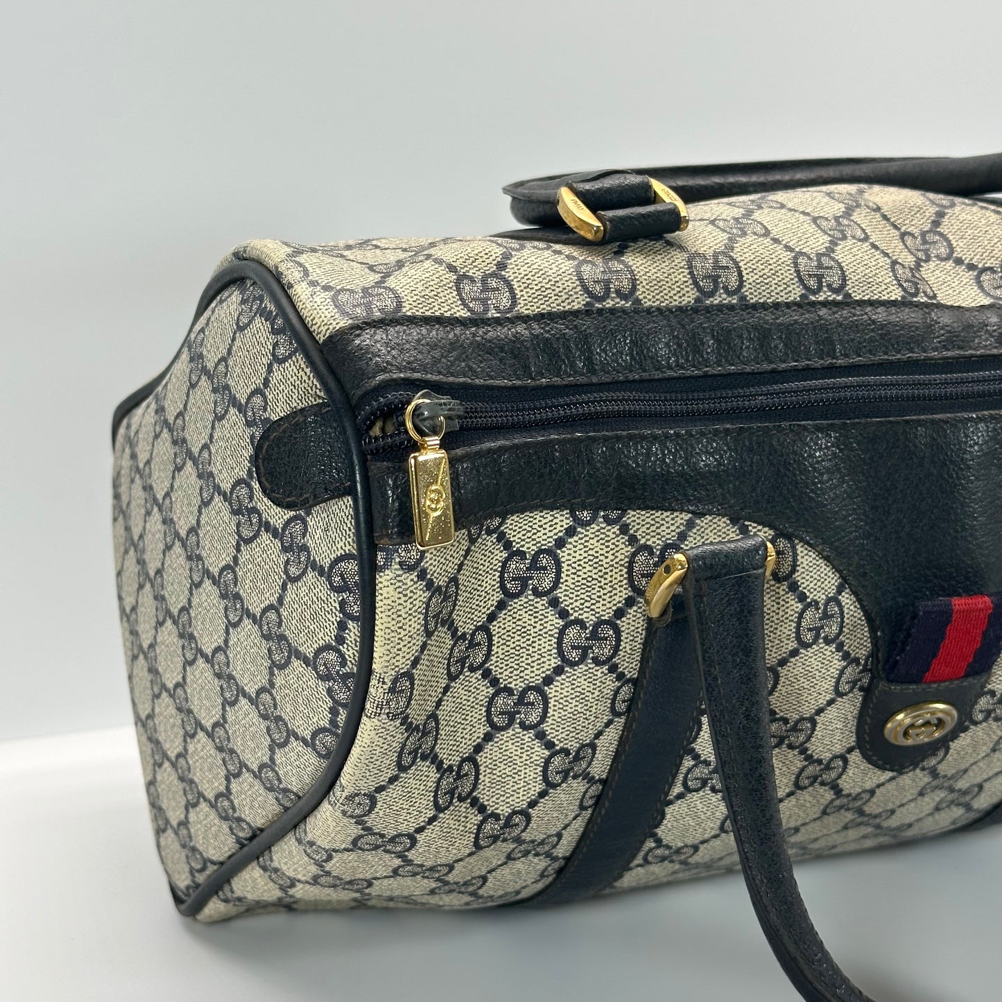 Authentic GUCCI Navy Blue Boston Handbag