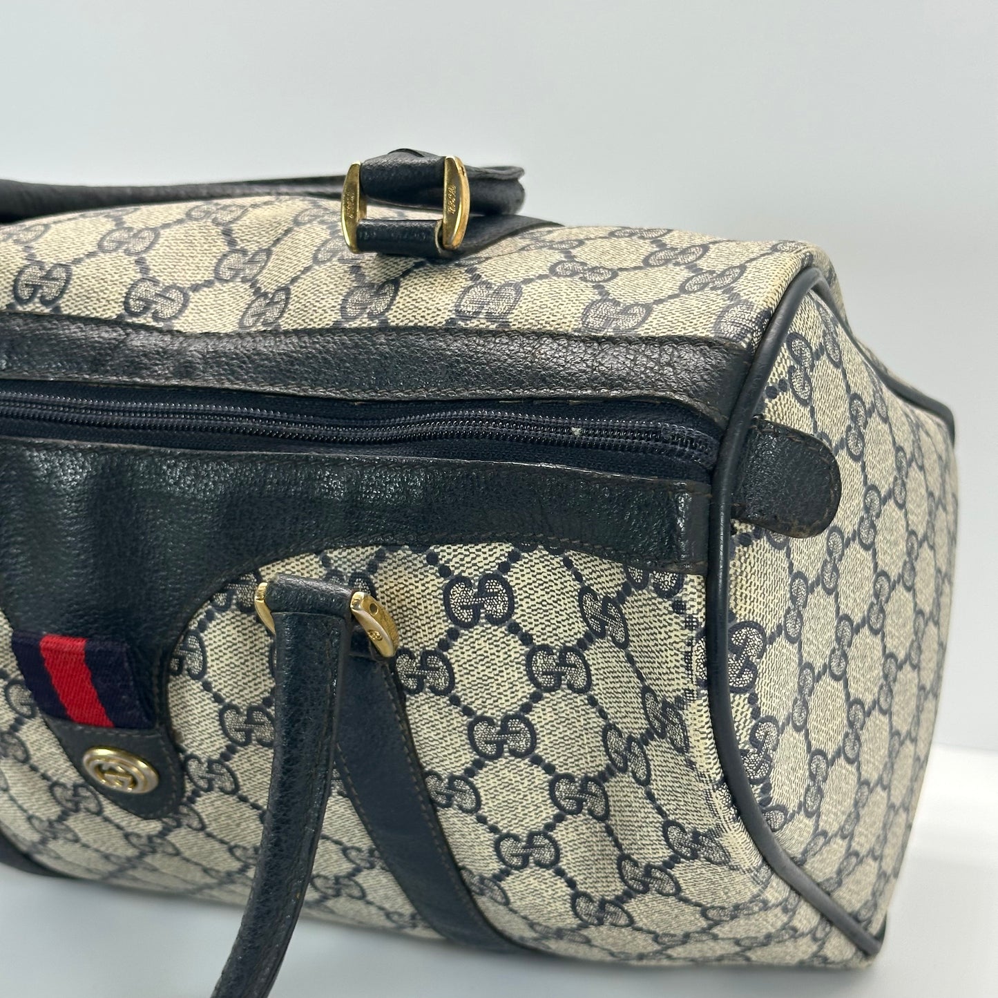 Authentic GUCCI Navy Blue Boston Handbag