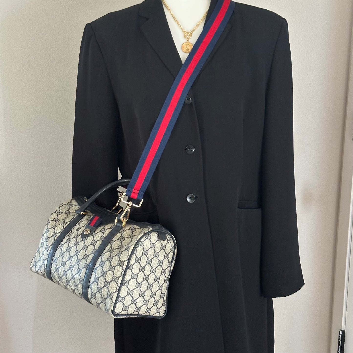 Authentic GUCCI Navy Blue Boston Handbag