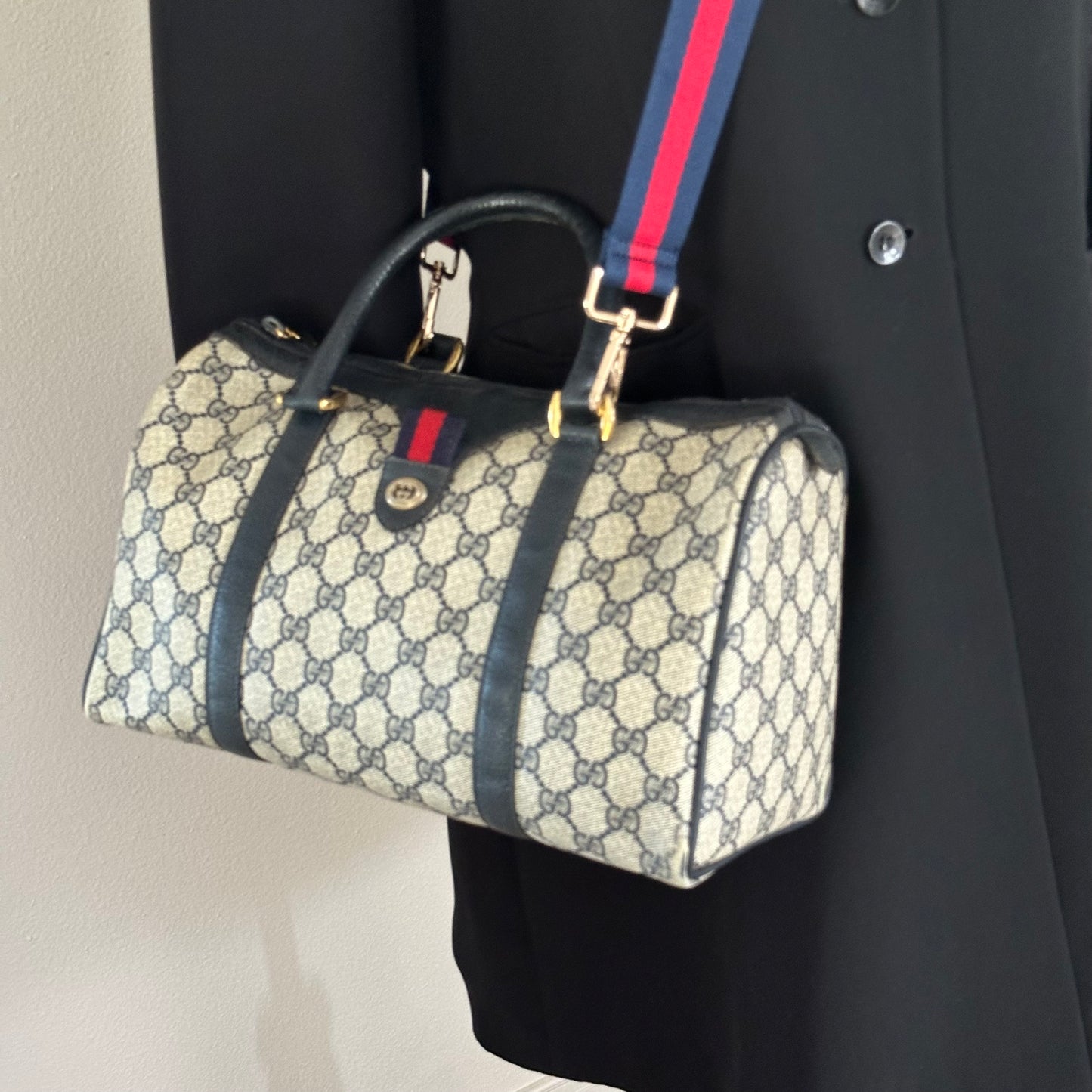 Authentic GUCCI Navy Blue Boston Handbag