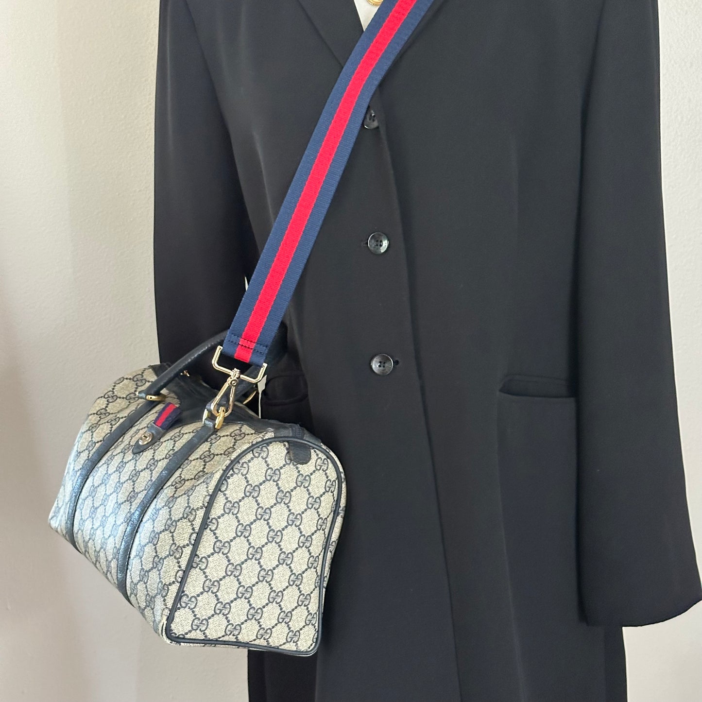 Authentic GUCCI Navy Blue Boston Handbag