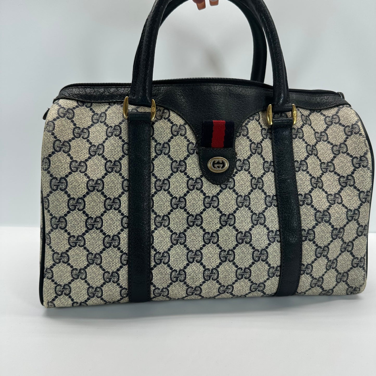 Authentic GUCCI Navy Blue Boston Handbag