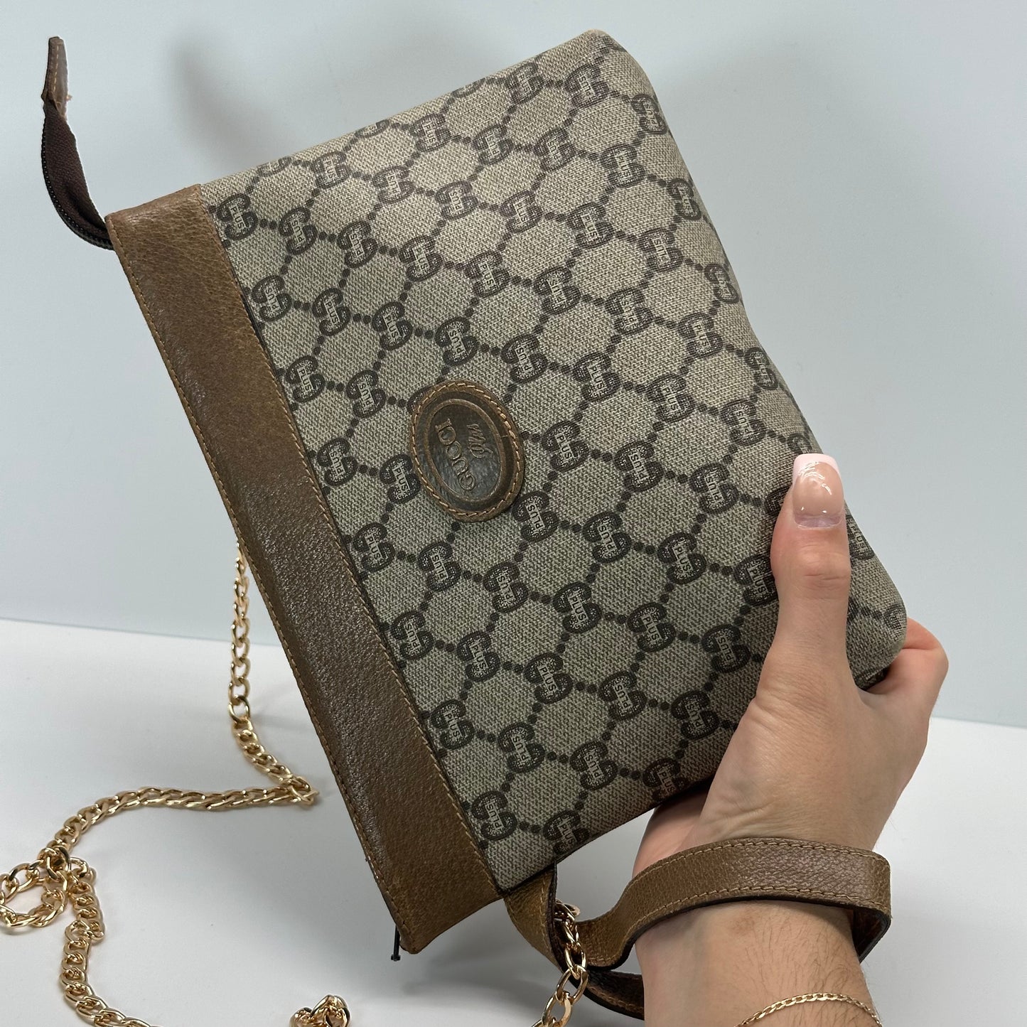 Authentic GUCCI Canvas Wristlet Clutch Crossbody