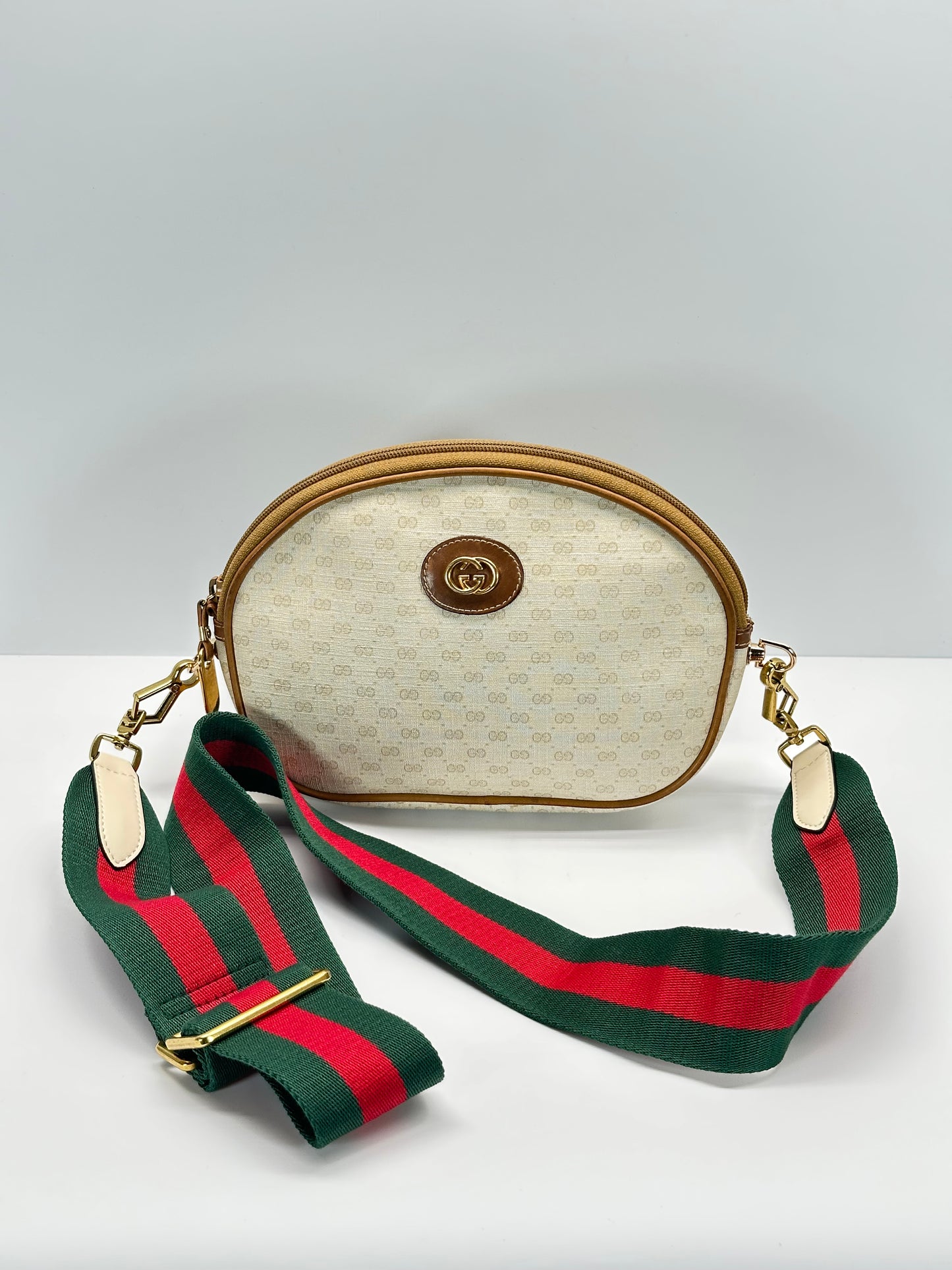 Authentic GUCCI White Micro GG Canvas Crossbody