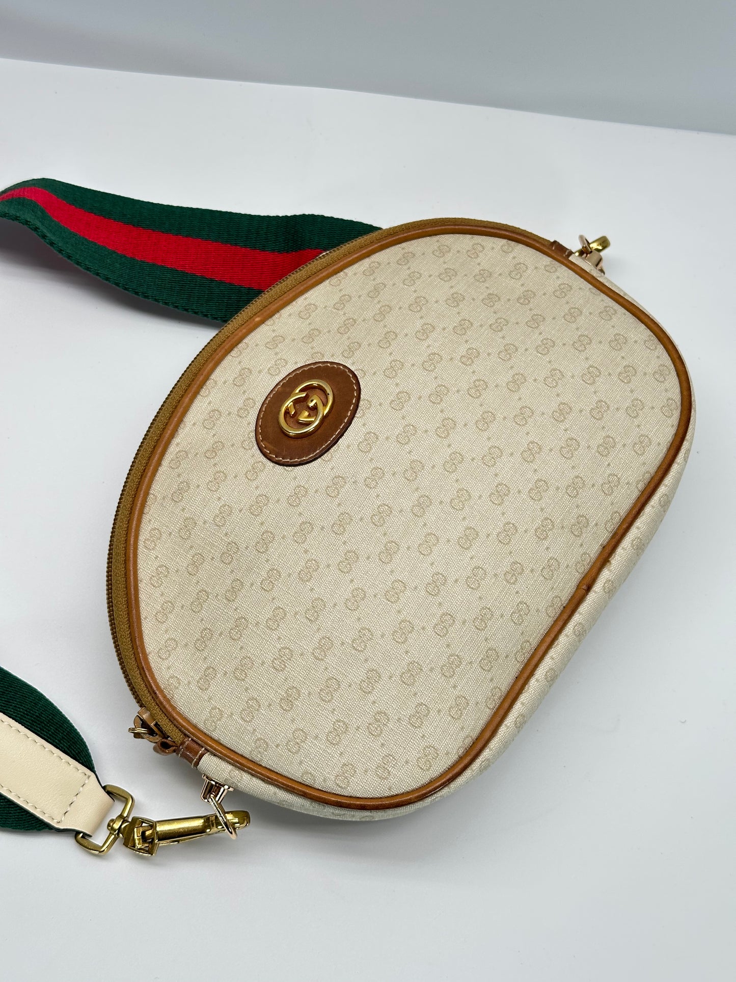 Authentic GUCCI White Micro GG Canvas Crossbody