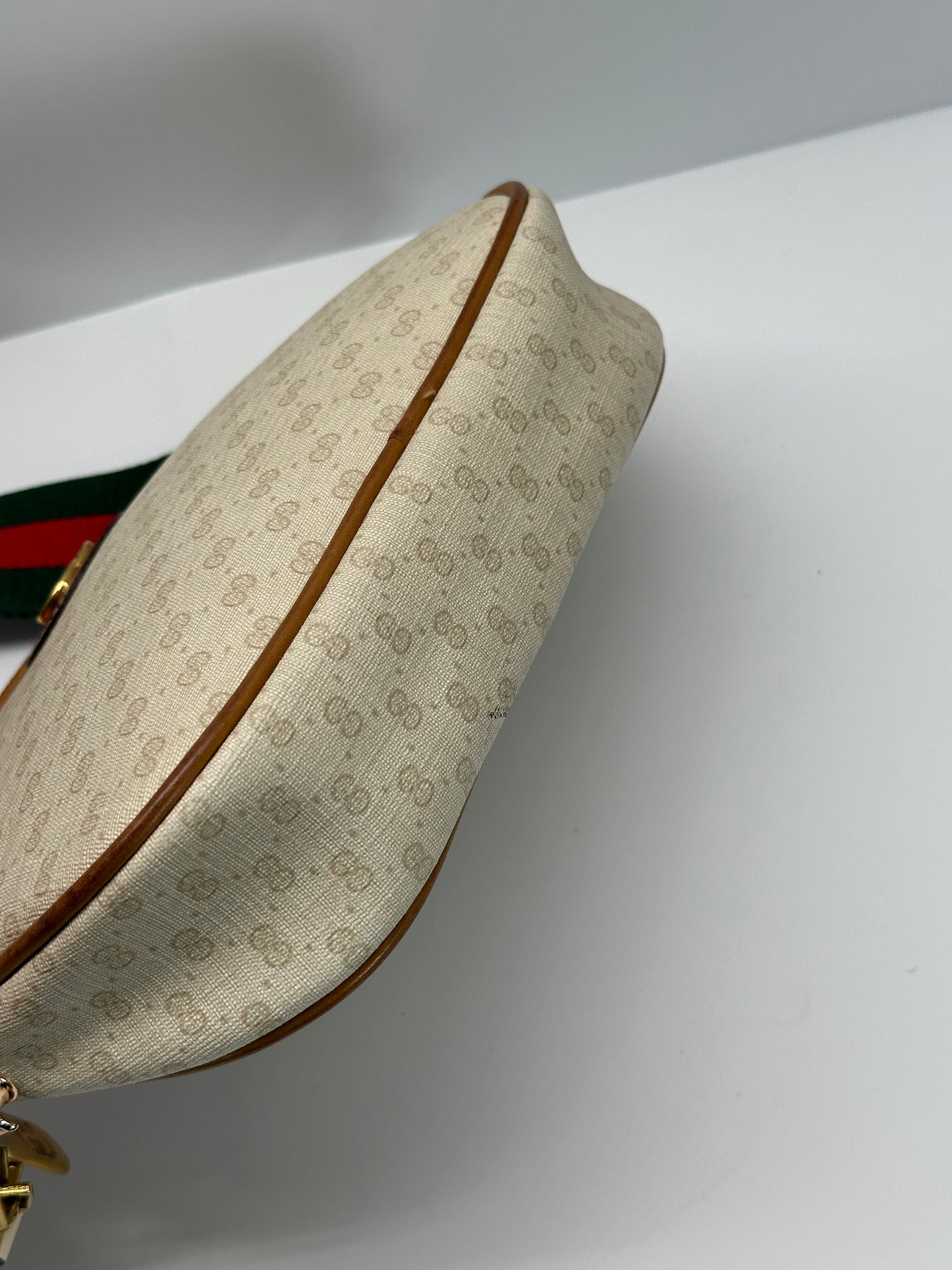 Authentic GUCCI White Micro GG Canvas Crossbody
